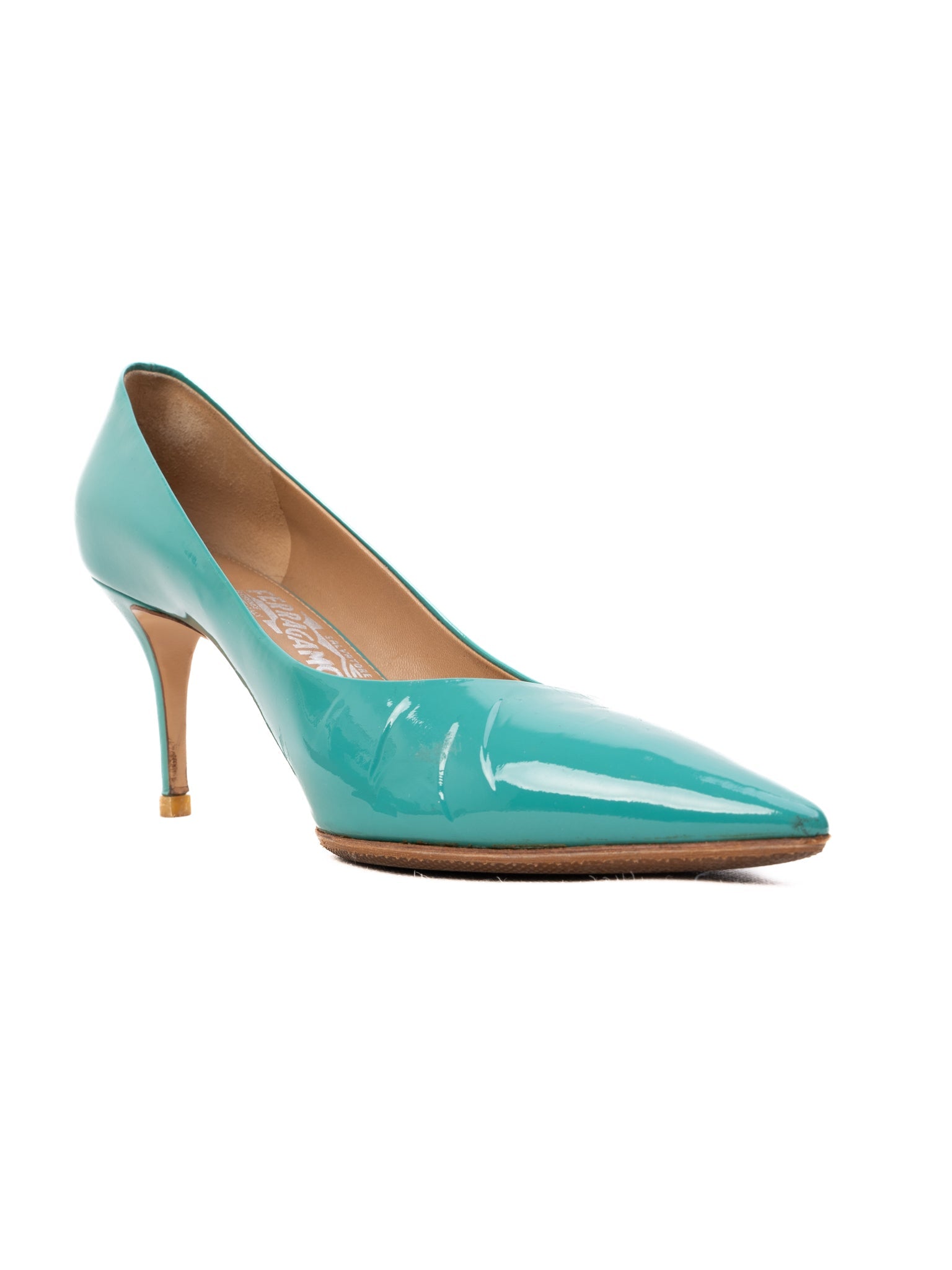 Excellent Salvatore Ferragamo Blue Lacquer High-Heeled Shoes Women