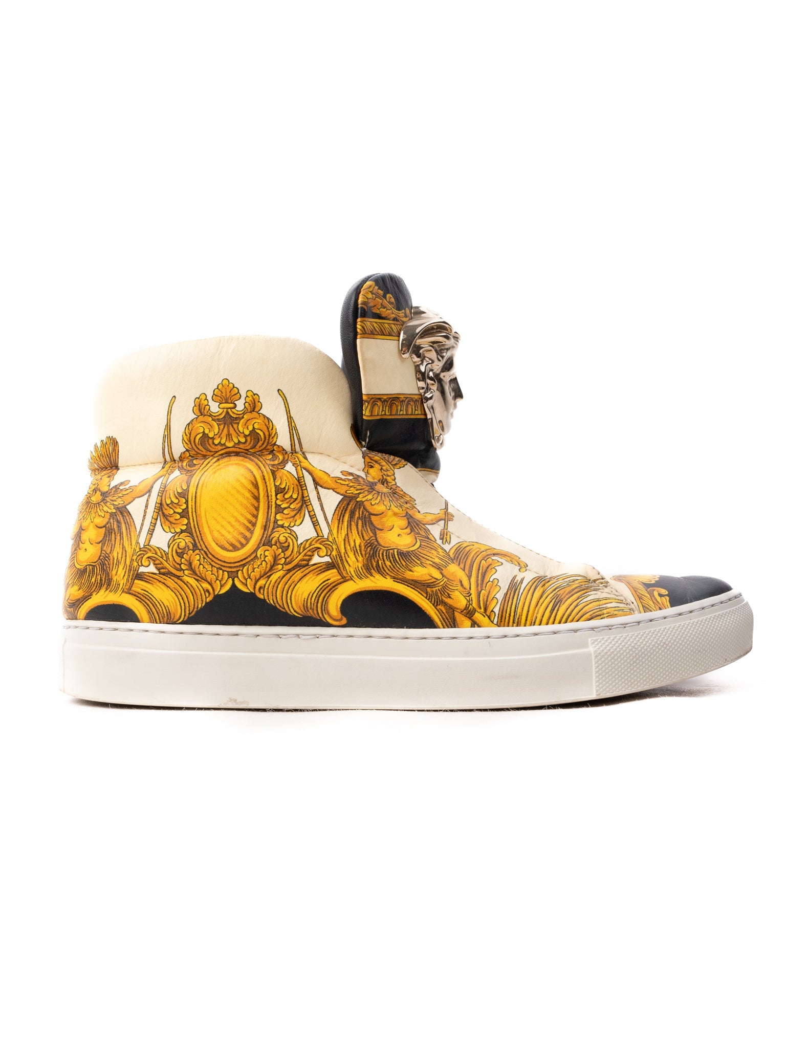 Versace High-Top Sneakers Gold Baroque Patterns Size 38 Excellent