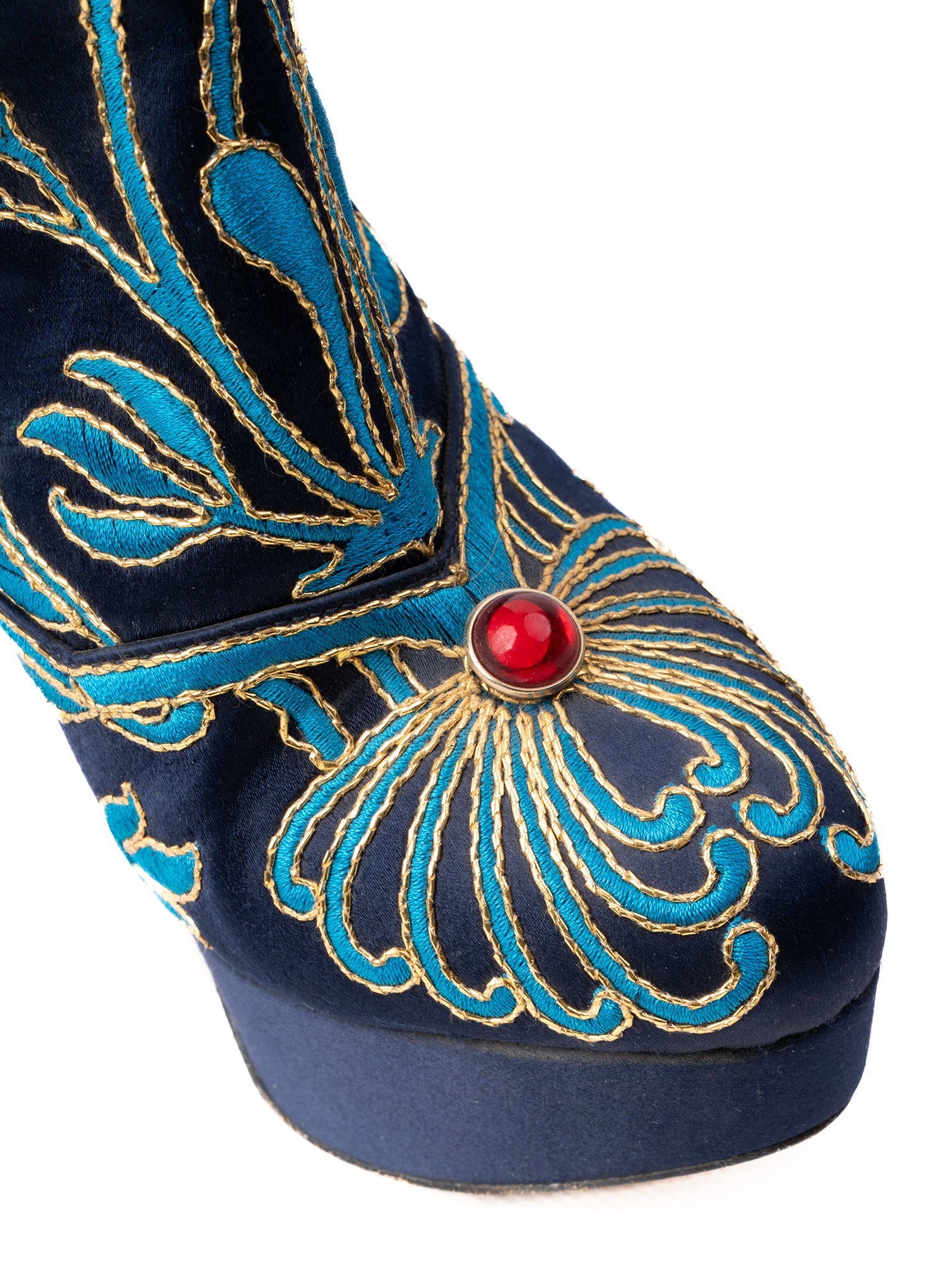 Excellent Charlotte Olympia Over-the-Knee Boots Navy Blue Size 37.5