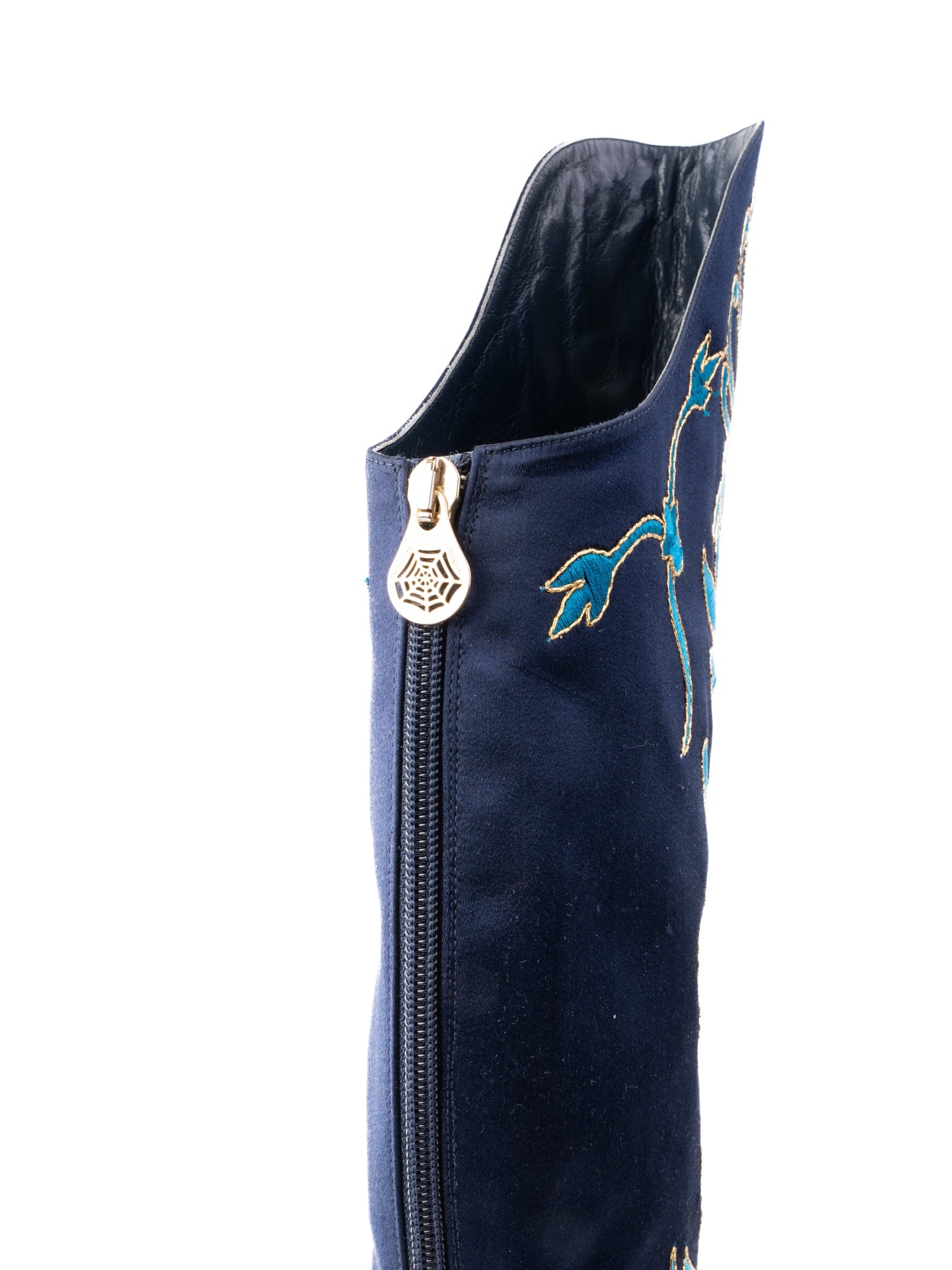 Excellent Charlotte Olympia Over-the-Knee Boots Navy Blue Size 37.5