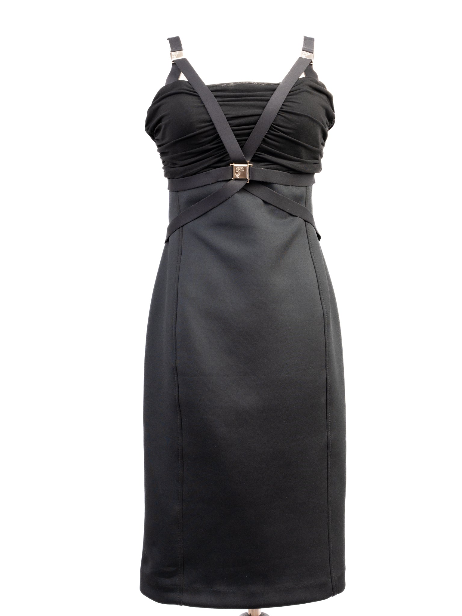 Excellent Versace Black Dress Size L Polyester with Straps