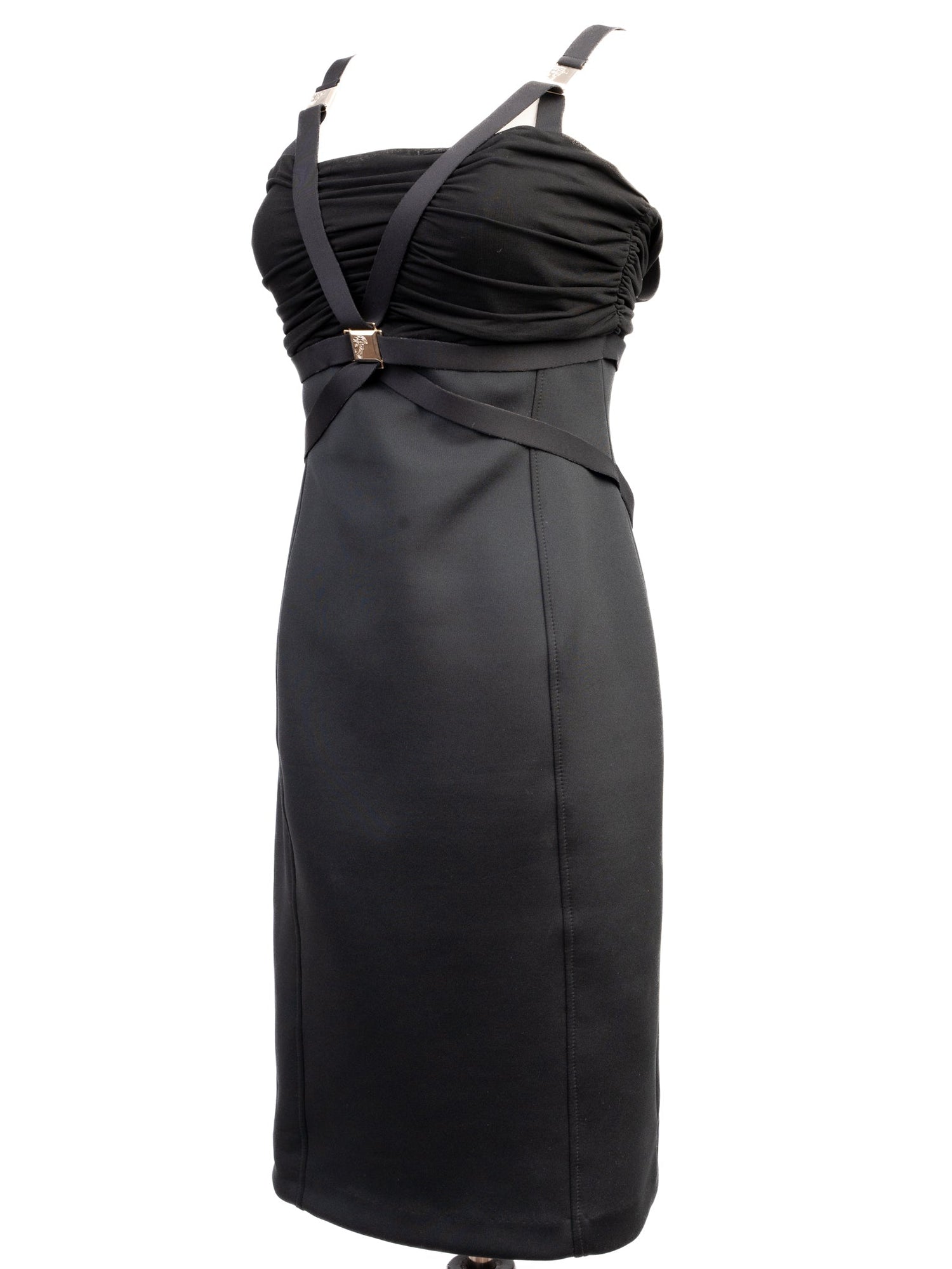 Excellent Versace Black Dress Size L Polyester with Straps