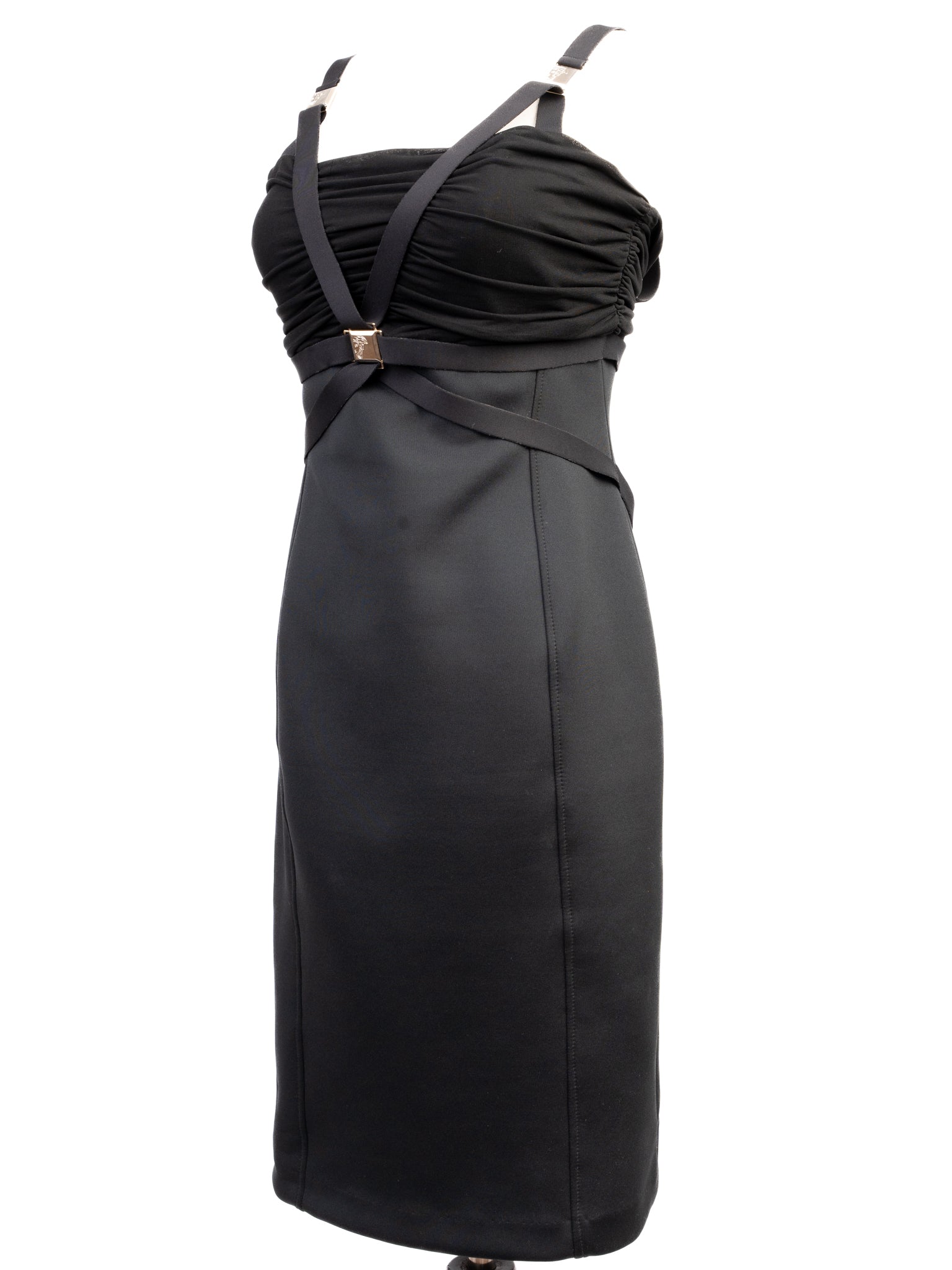 Excellent Versace Black Dress Size L Polyester with Straps