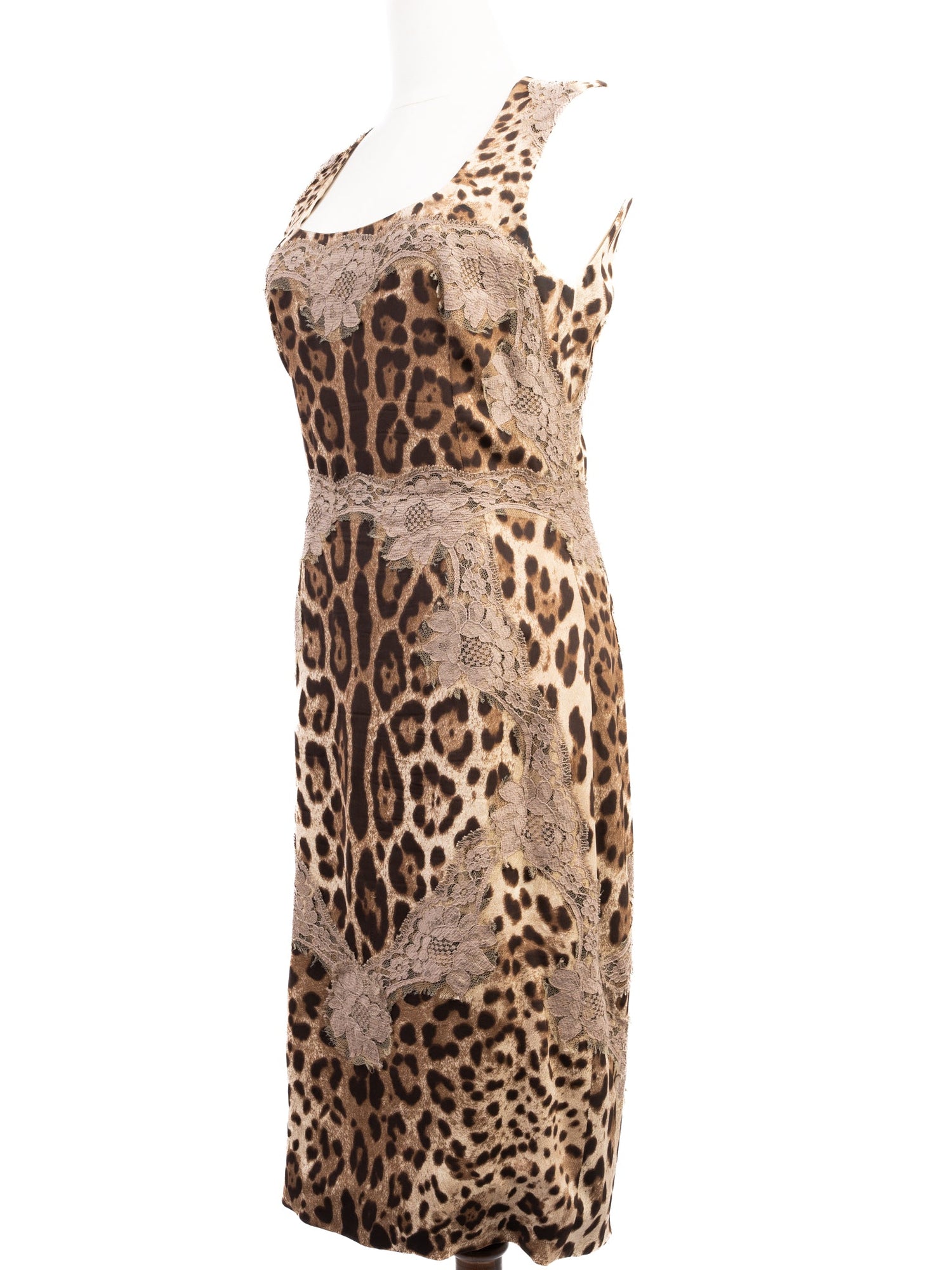 Excellent Dolce Gabbana Leopard Print Lace Sleeveless Dress Size M