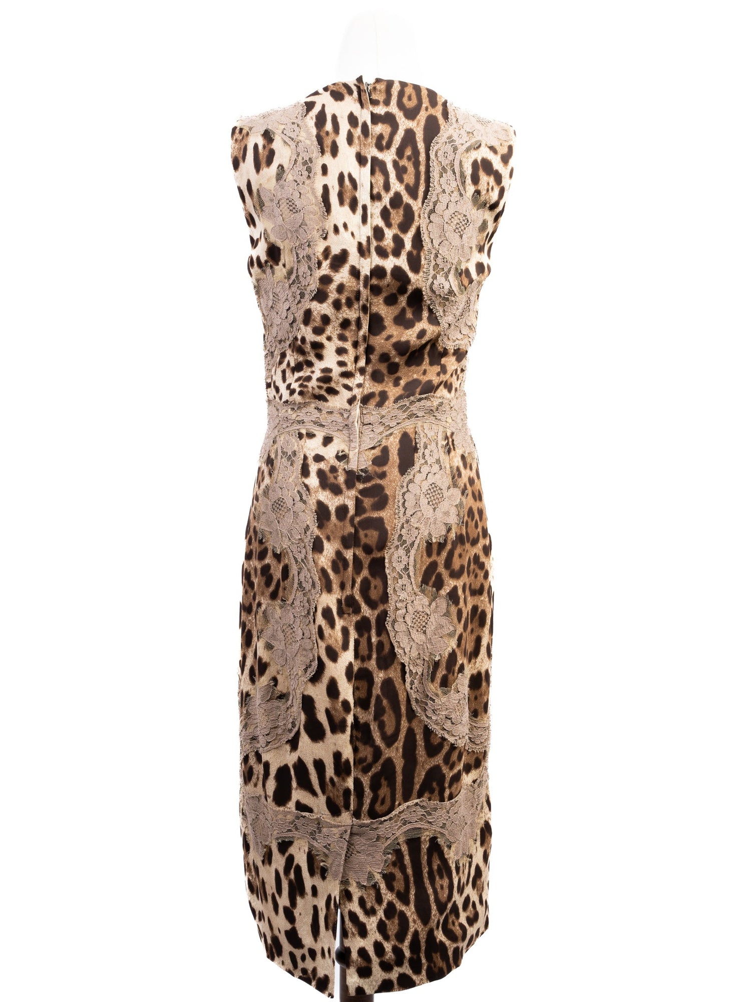 Excellent Dolce Gabbana Leopard Print Lace Sleeveless Dress Size M