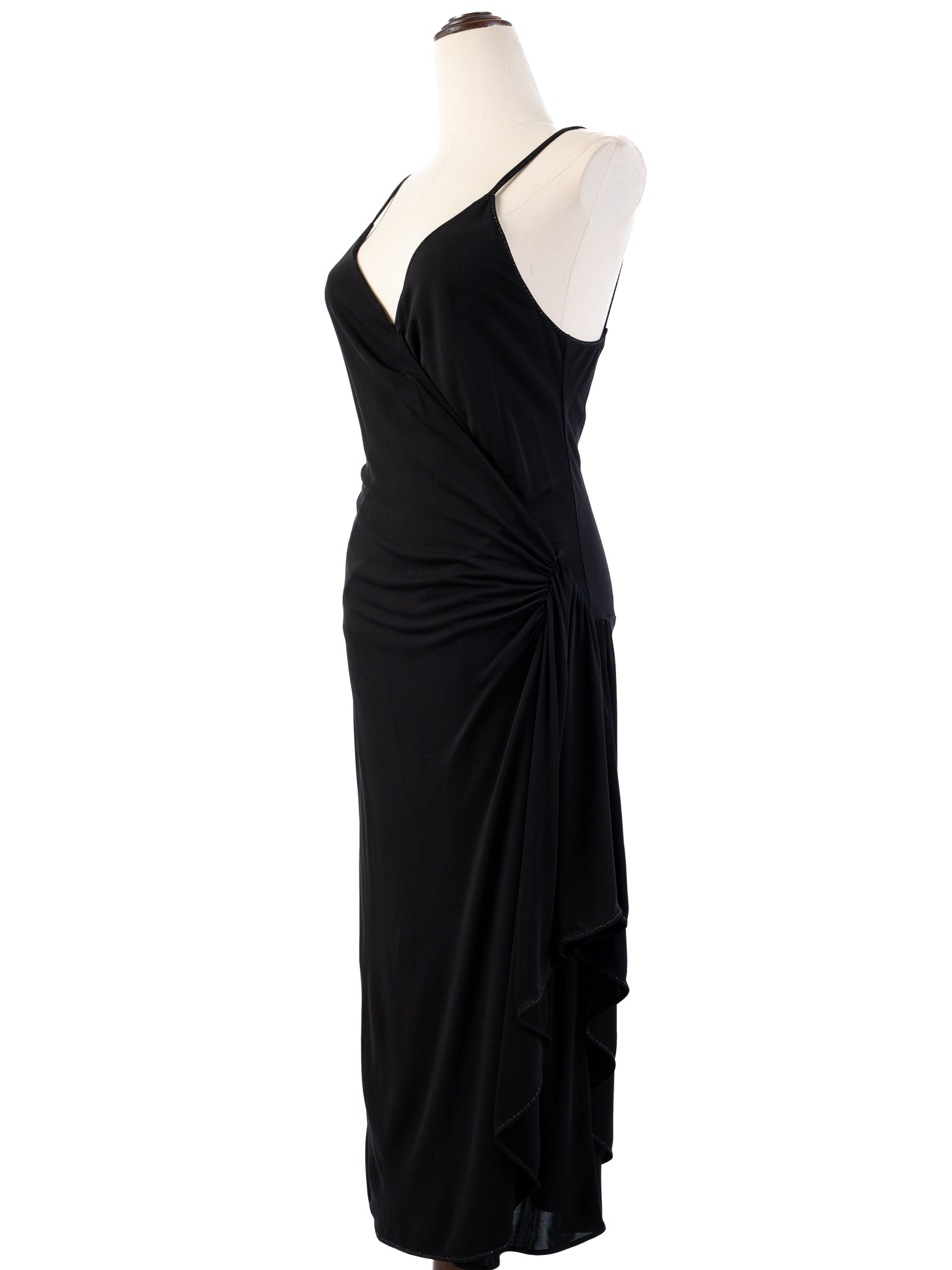 Excellent Gucci Black Sleeveless Dress Size M Viscose Wrap Style