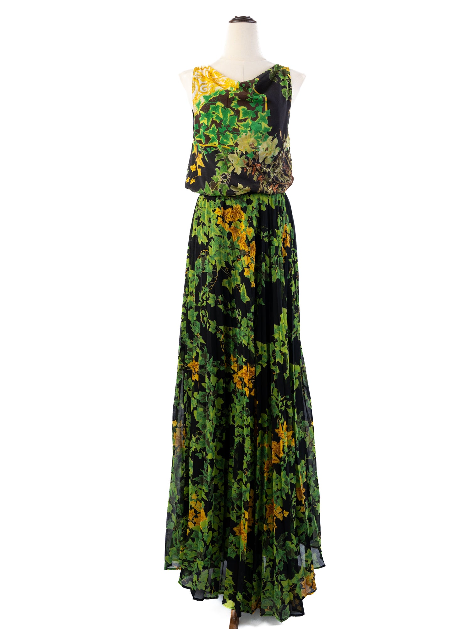 Excellent Class Roberto Cavalli Nature-Inspired Silk Dress Size M