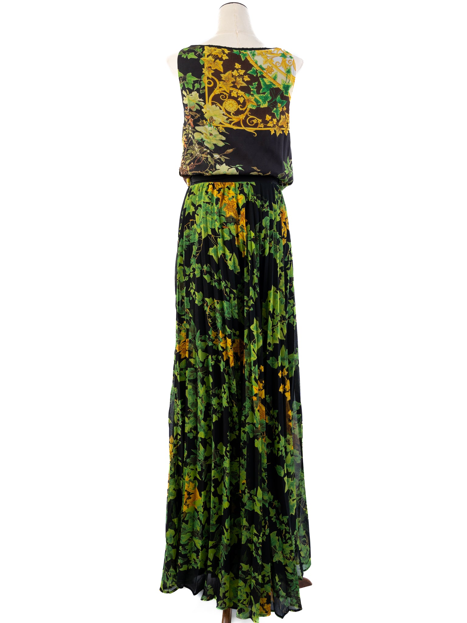 Excellent Class Roberto Cavalli Nature-Inspired Silk Dress Size M