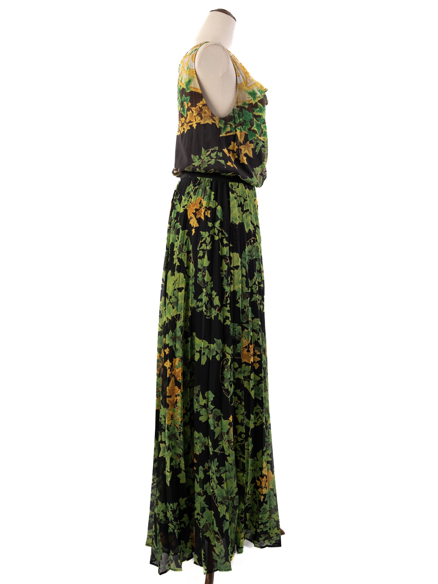 Excellent Class Roberto Cavalli Nature-Inspired Silk Dress Size M