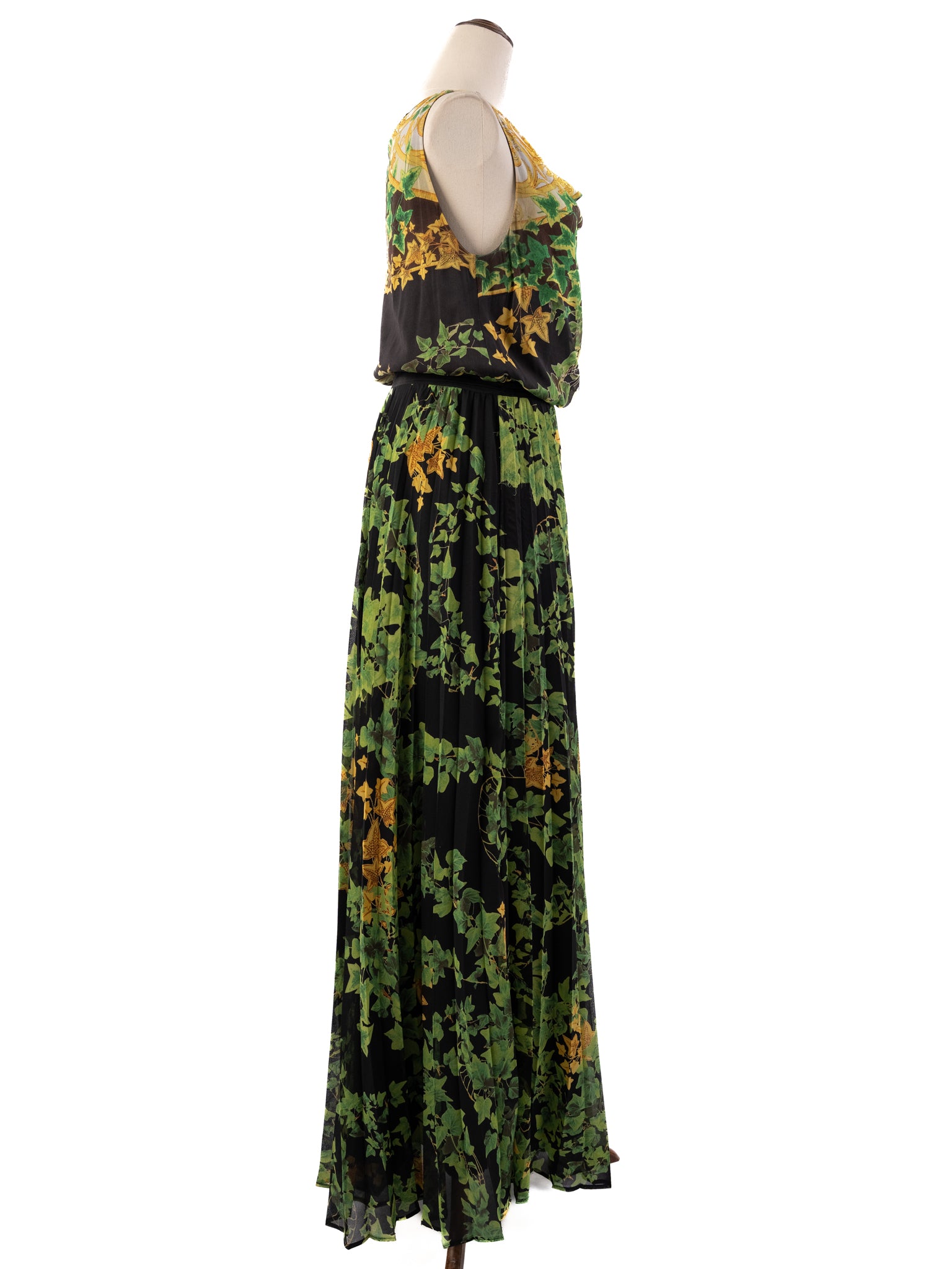 Excellent Class Roberto Cavalli Nature-Inspired Silk Dress Size M