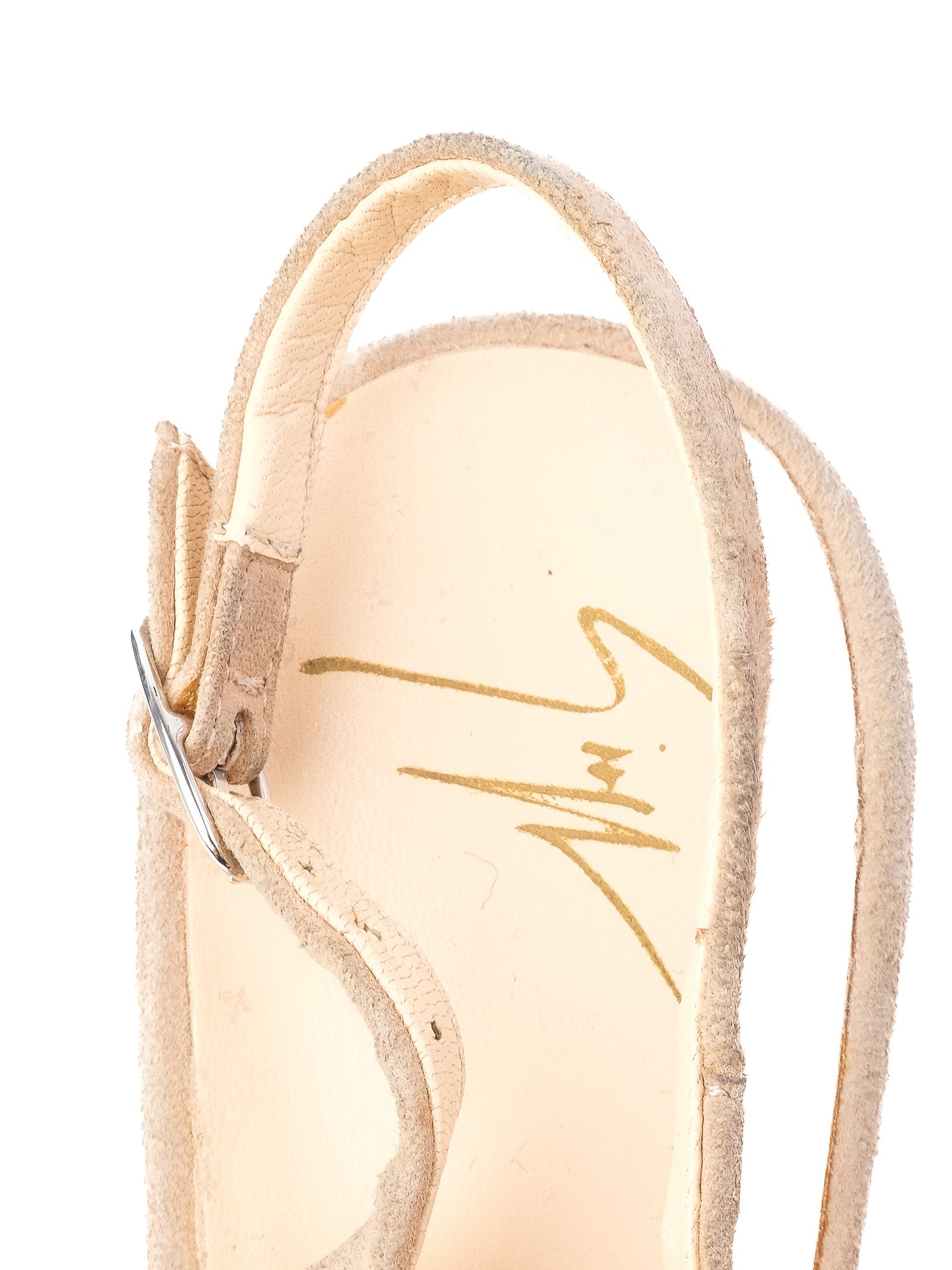Good Giuseppe Zanotti White Leather High-Heeled Slingback Size 40