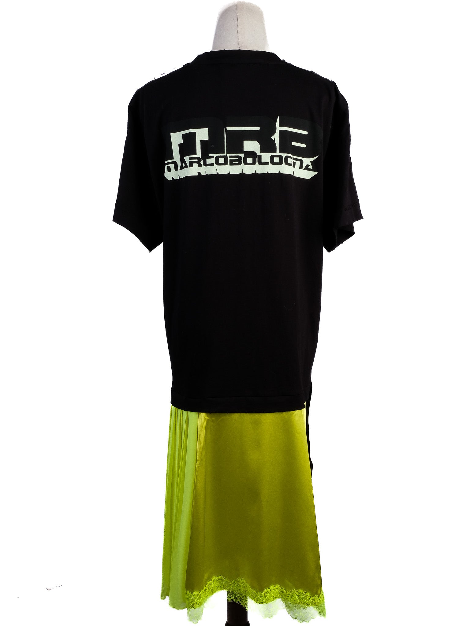 NEW Marco Bologna T-Shirt Dress Black & Neon Yellow Size M