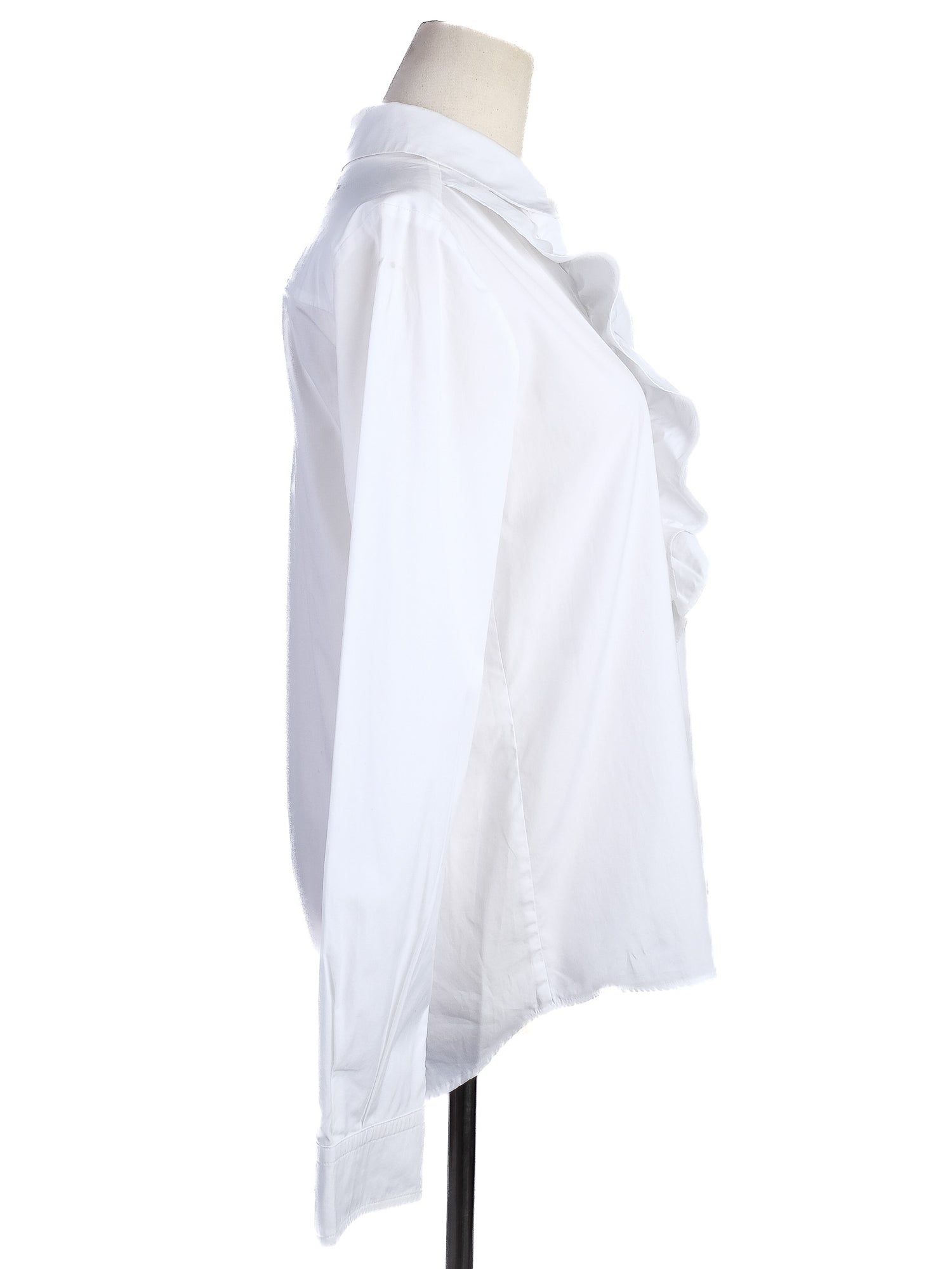 Sportmax White Cotton Blouse with Ruffle Detail Size XS Excellent