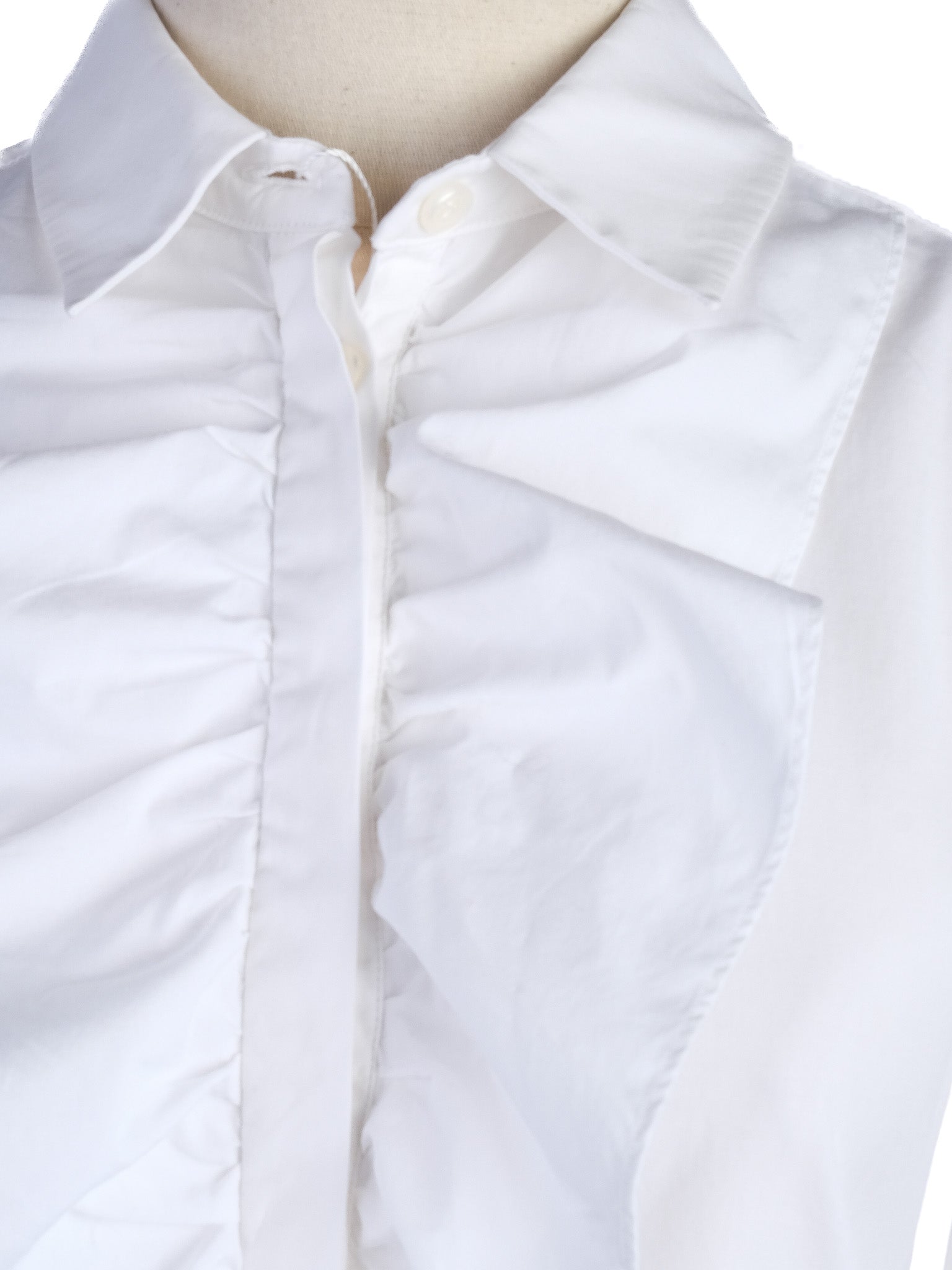 Sportmax White Cotton Blouse with Ruffle Detail Size XS Excellent