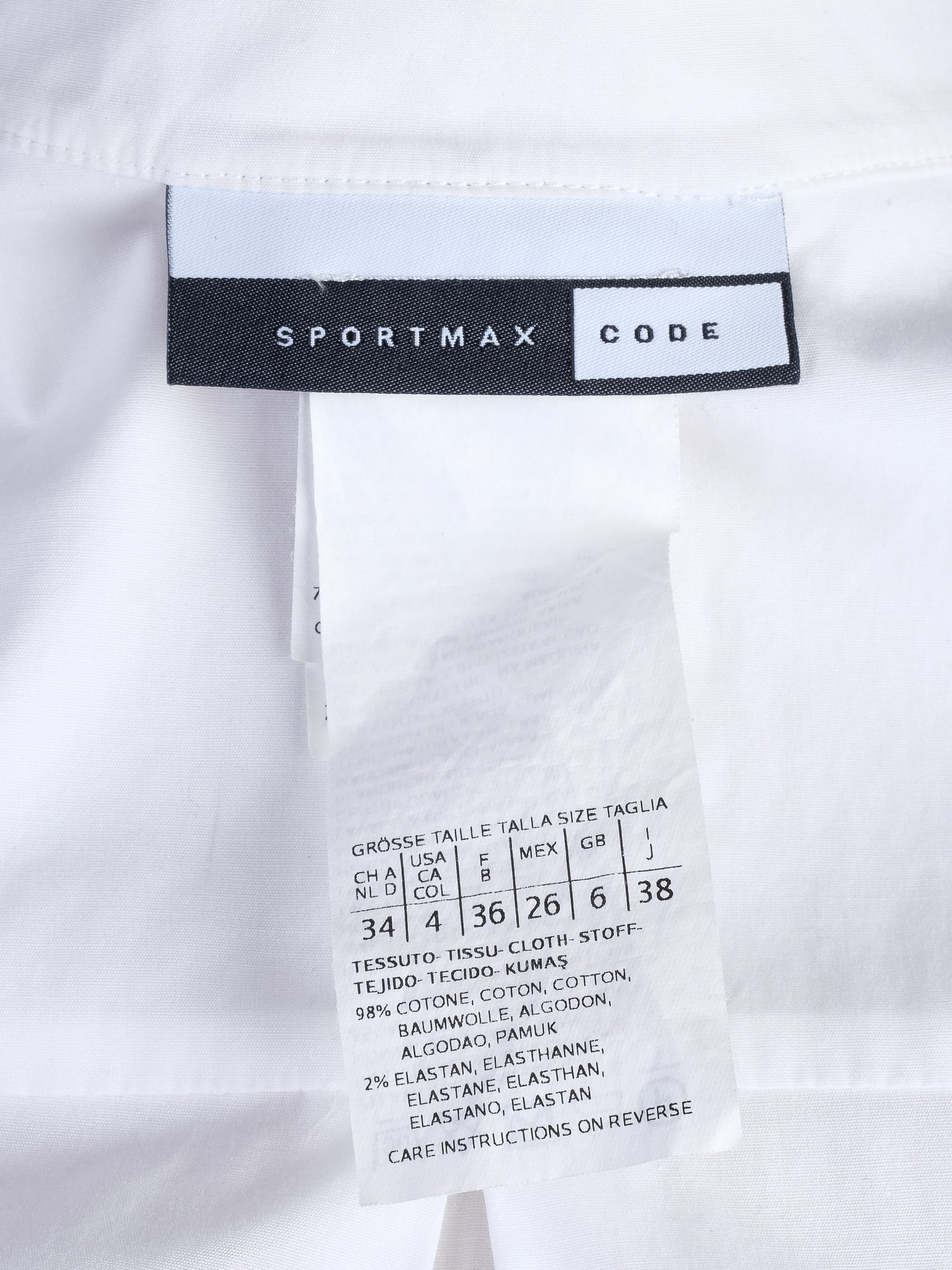 Sportmax White Cotton Blouse with Ruffle Detail Size XS Excellent