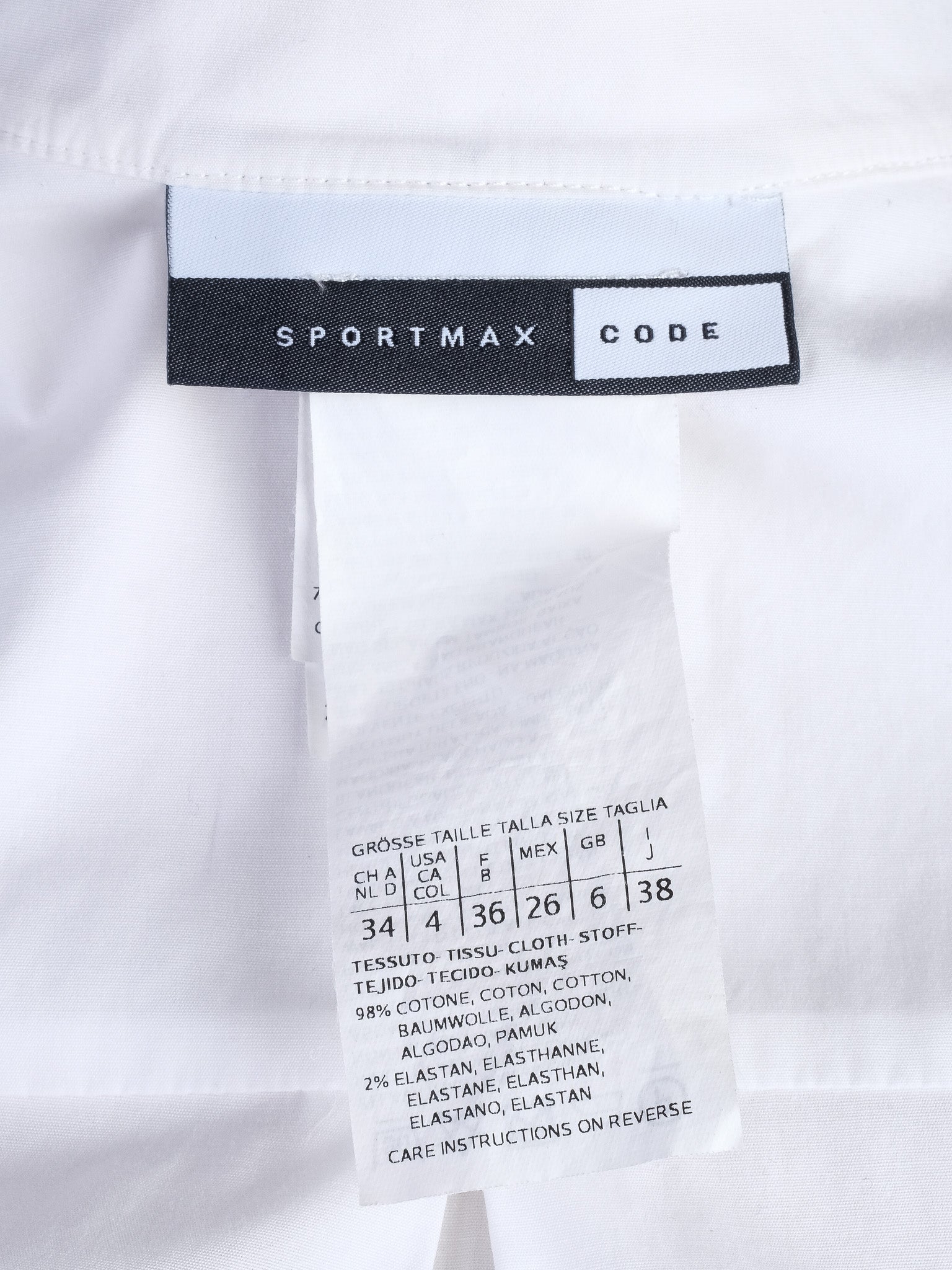 Sportmax White Cotton Blouse with Ruffle Detail Size XS Excellent