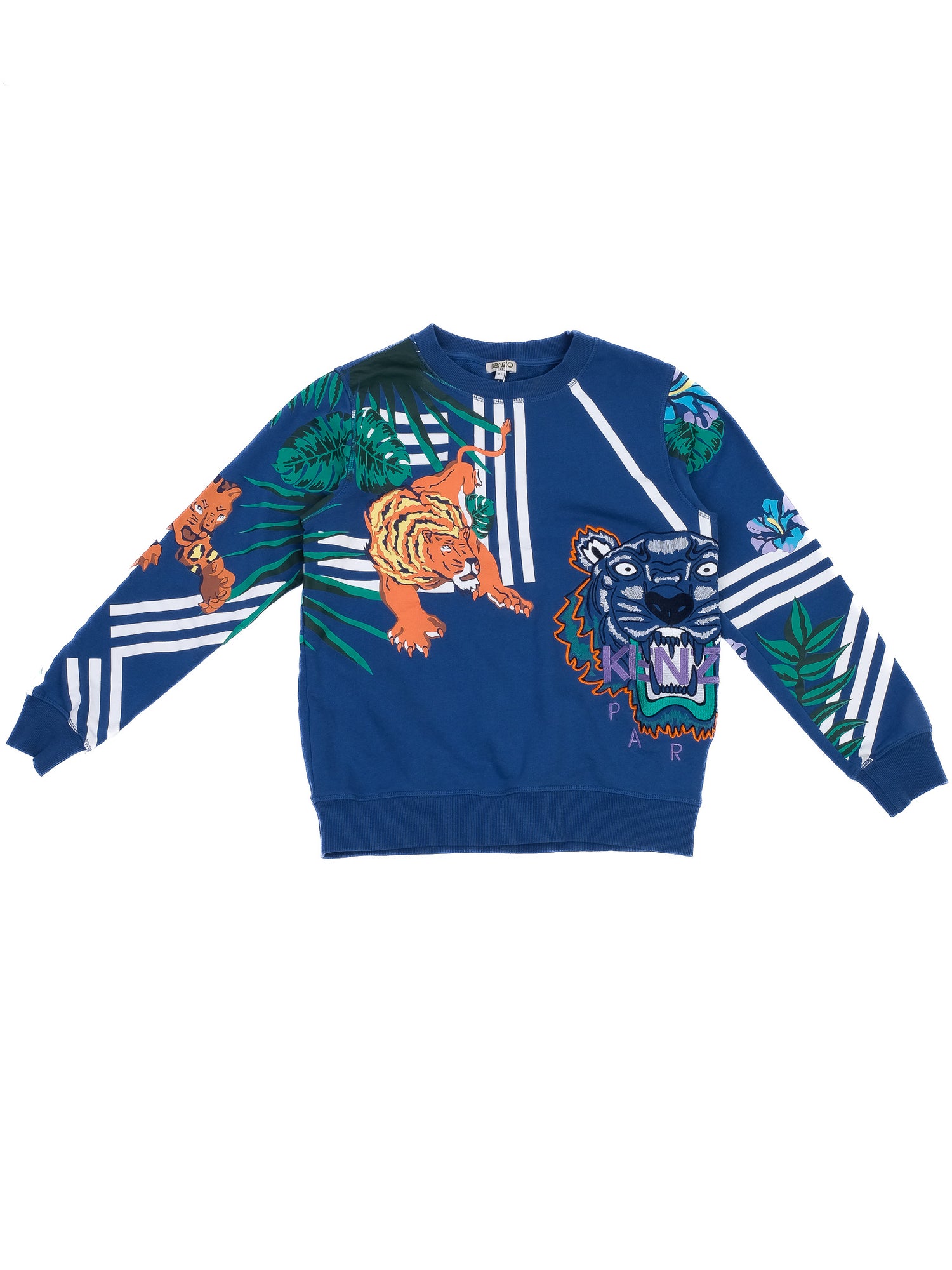 Excellent Kenzo Kids Blue Cotton Sweatshirt Size 14 with Animal Graphics
