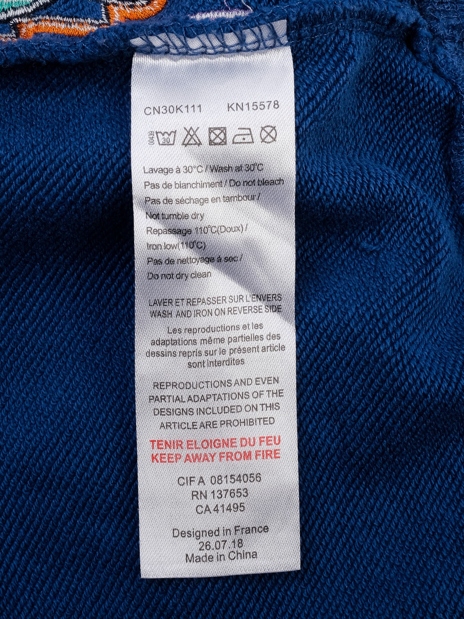 Excellent Kenzo Kids Blue Cotton Sweatshirt Size 14 with Animal Graphics