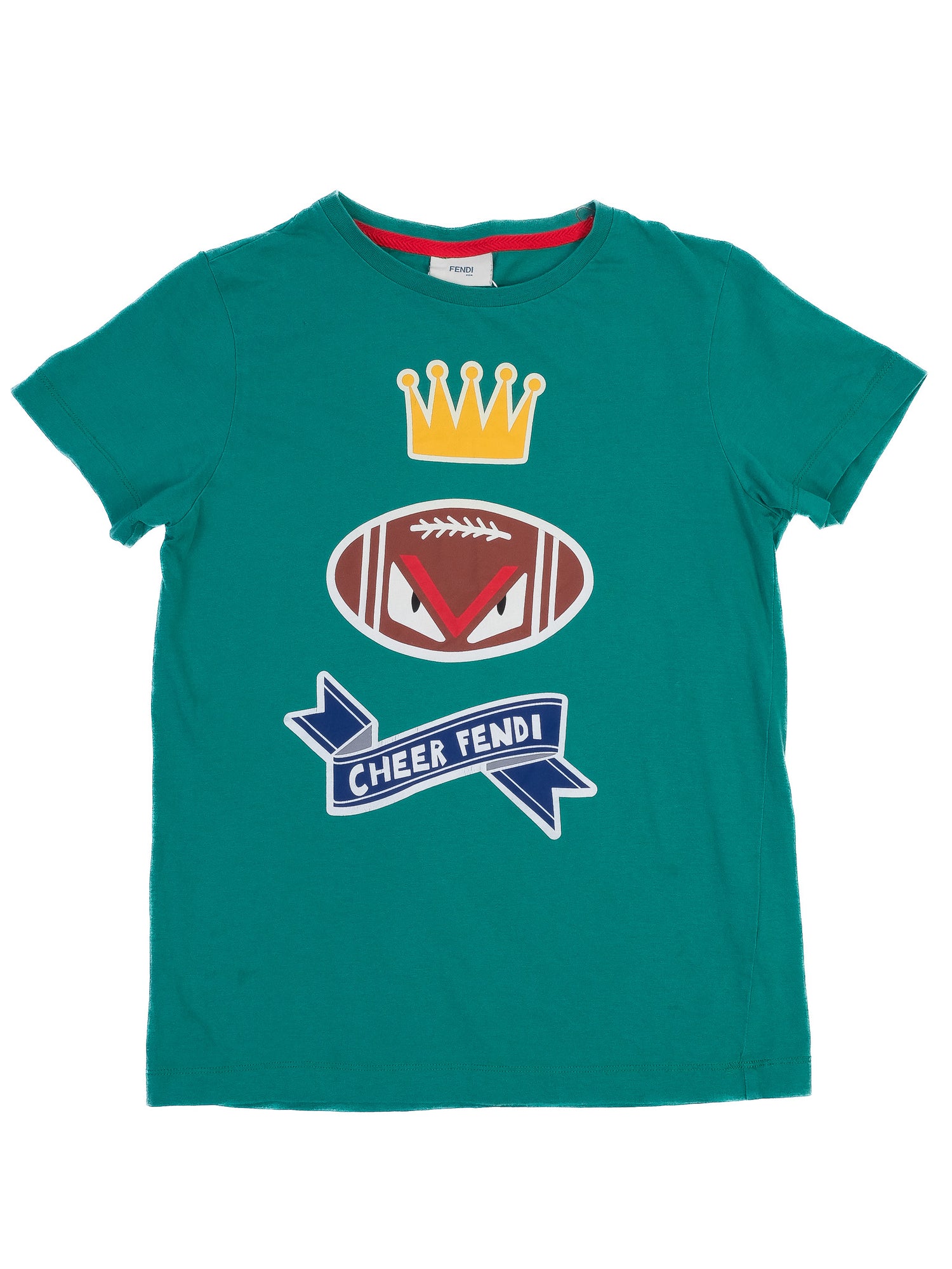 Excellent Fendi Kids Green T-Shirt Size 12 with Crown Design