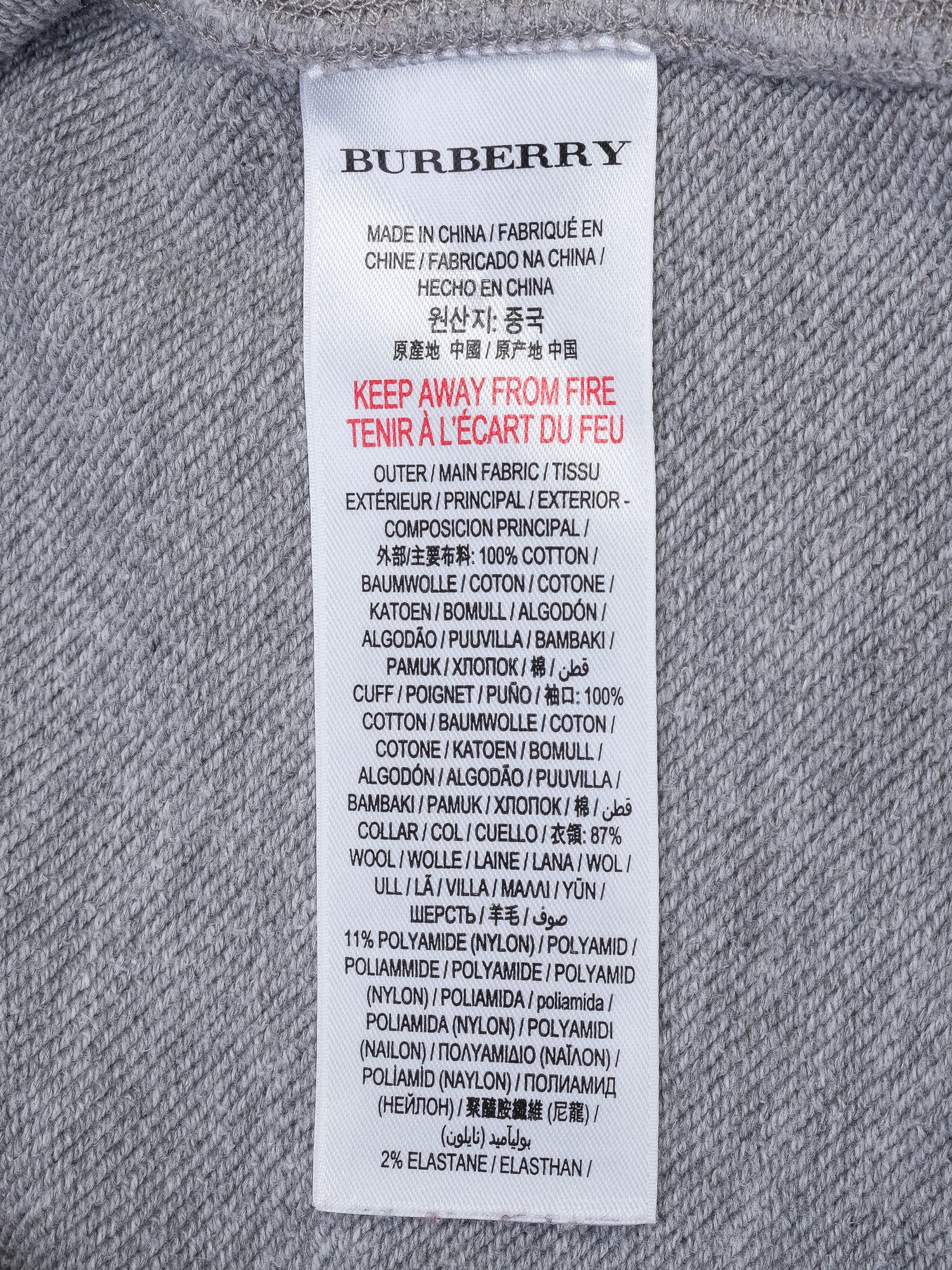 Excellent Burberry Kids Sweatshirt Gray Wool Size 12
