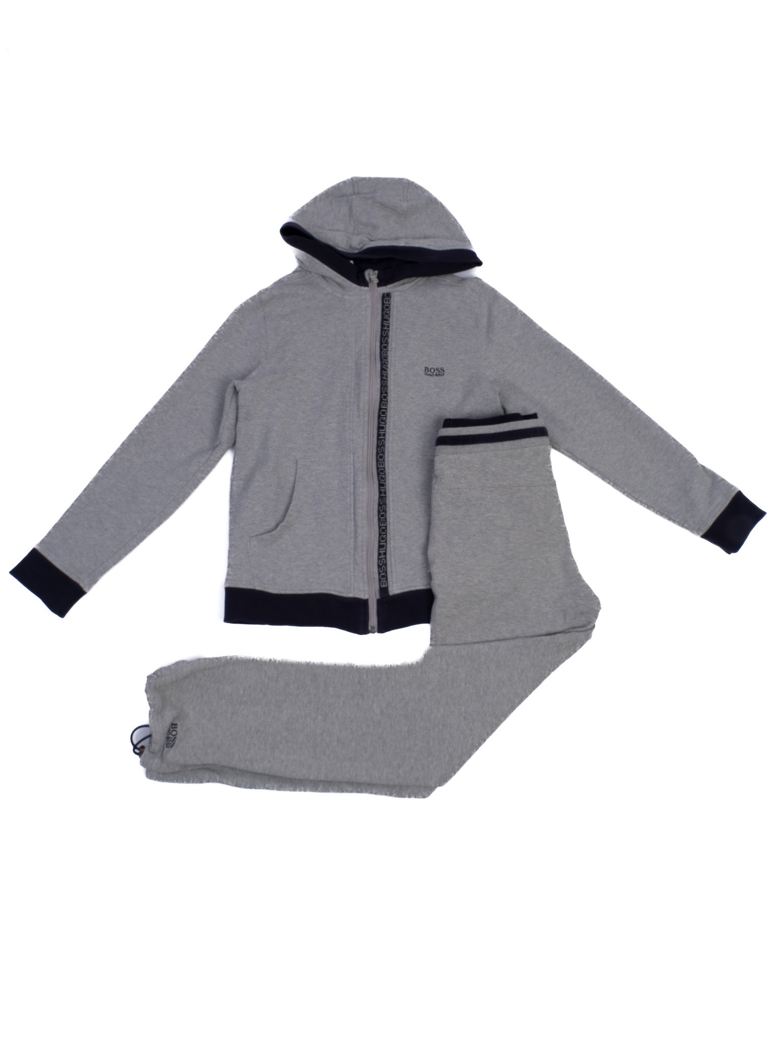 Excellent Hugo Boss Gray Cotton Hoodie & Jogger Set Size 12 for Kids
