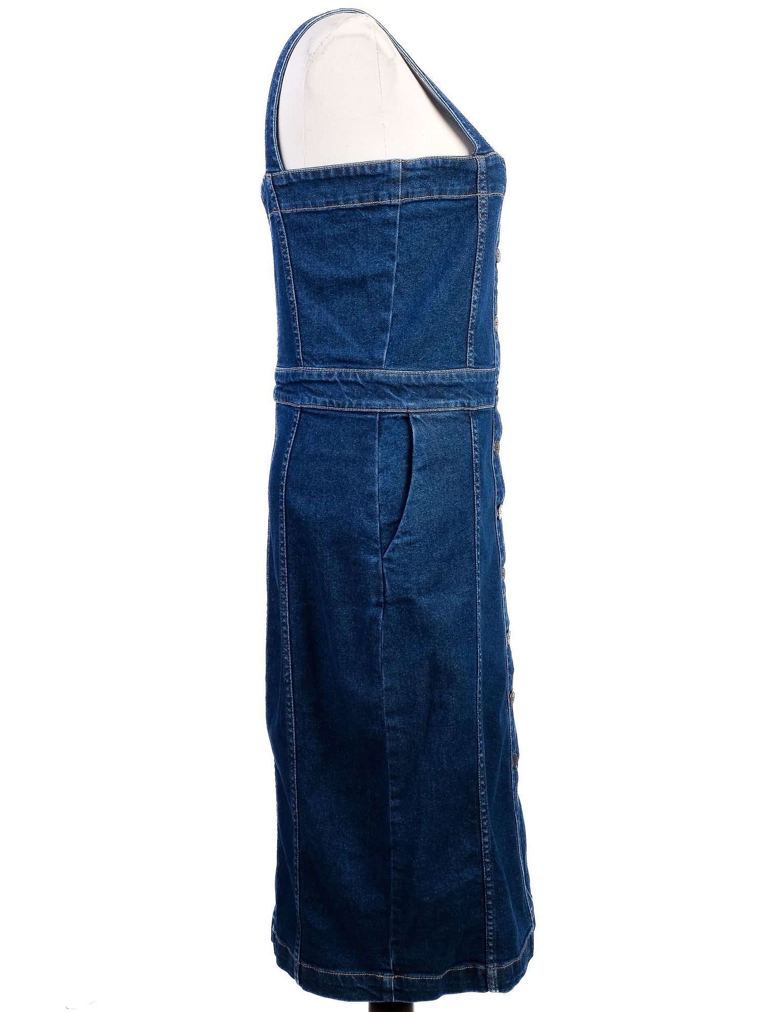 Excellent Maje Blue Denim Dress Fitted Style Size XS