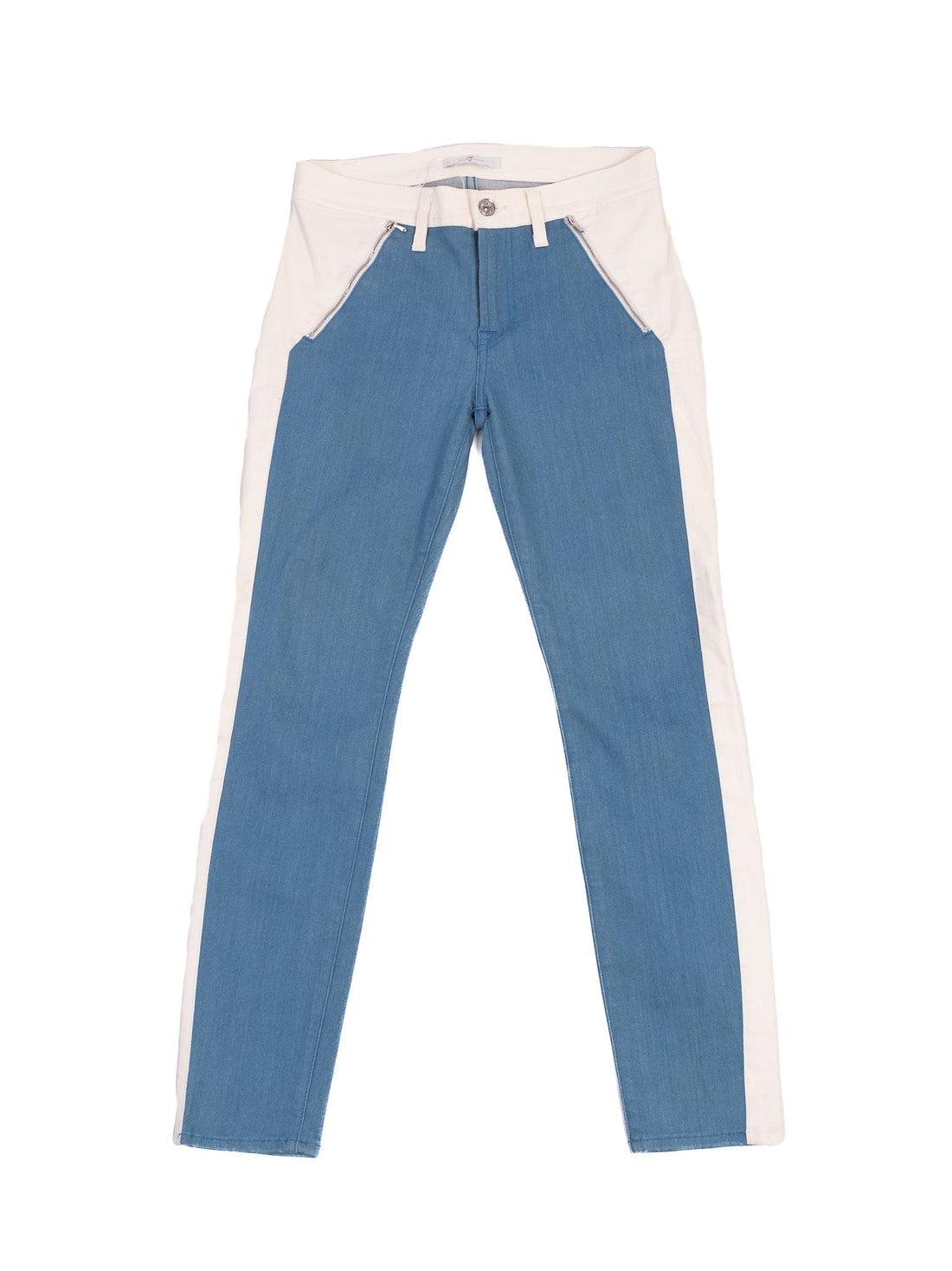 Excellent 7 for All Mankind Slim-Fit Jeans Blue Size M Color Block Design