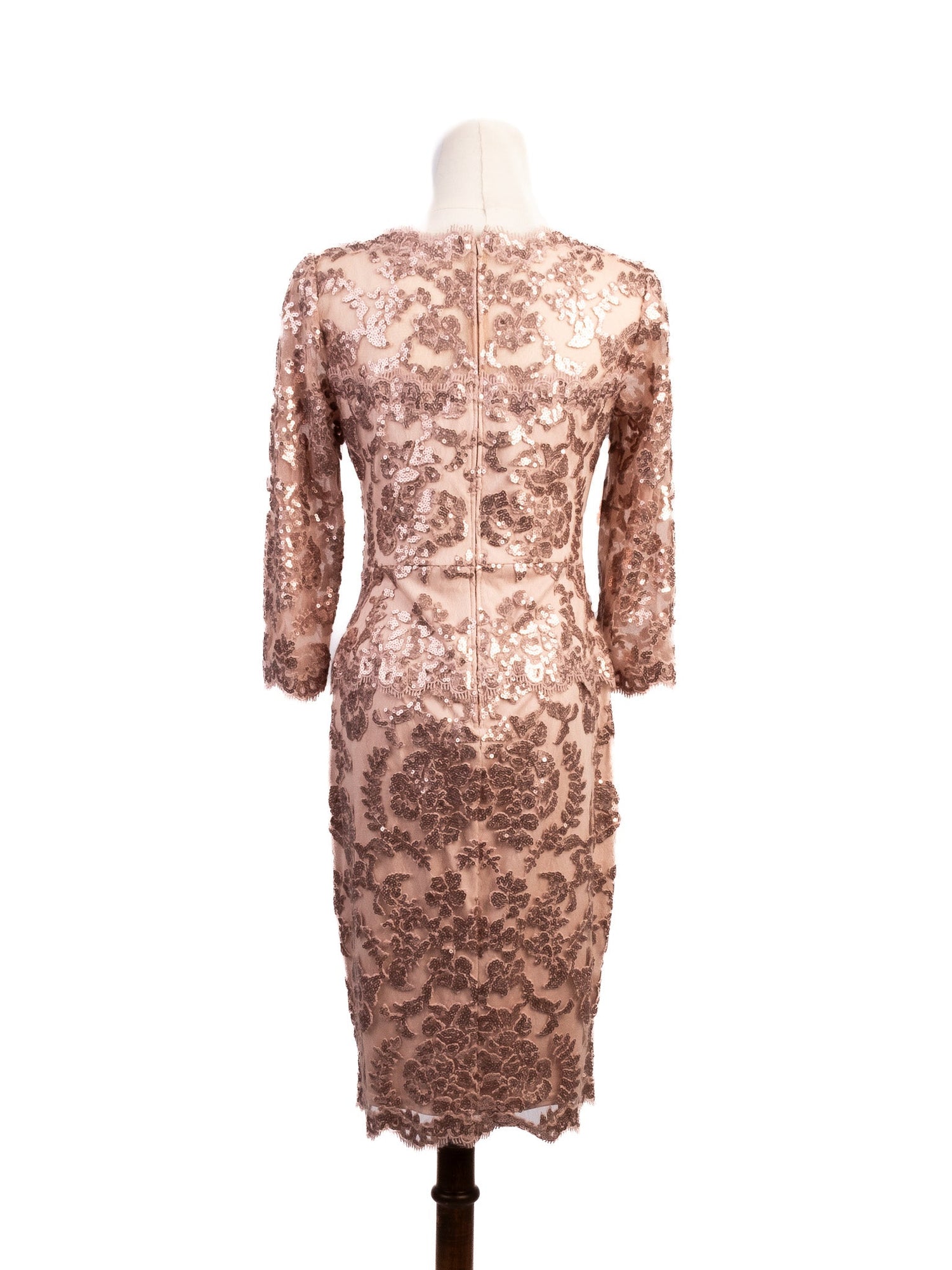 Excellent Tadashi Floral Sequin Dress Size S Light Pink Polyester