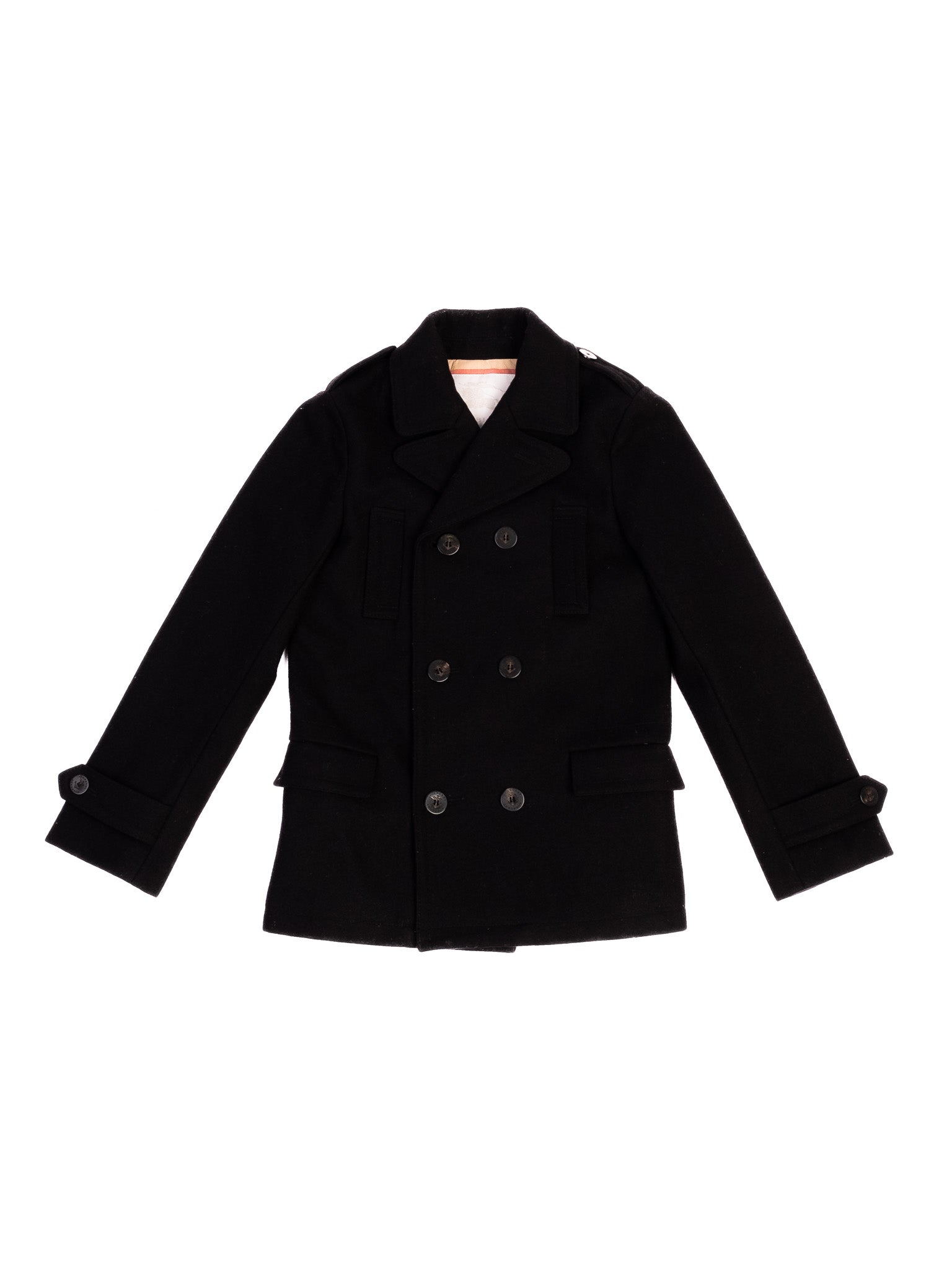 Excellent Burberry Black Wool Peacoat for Kids, Size 10