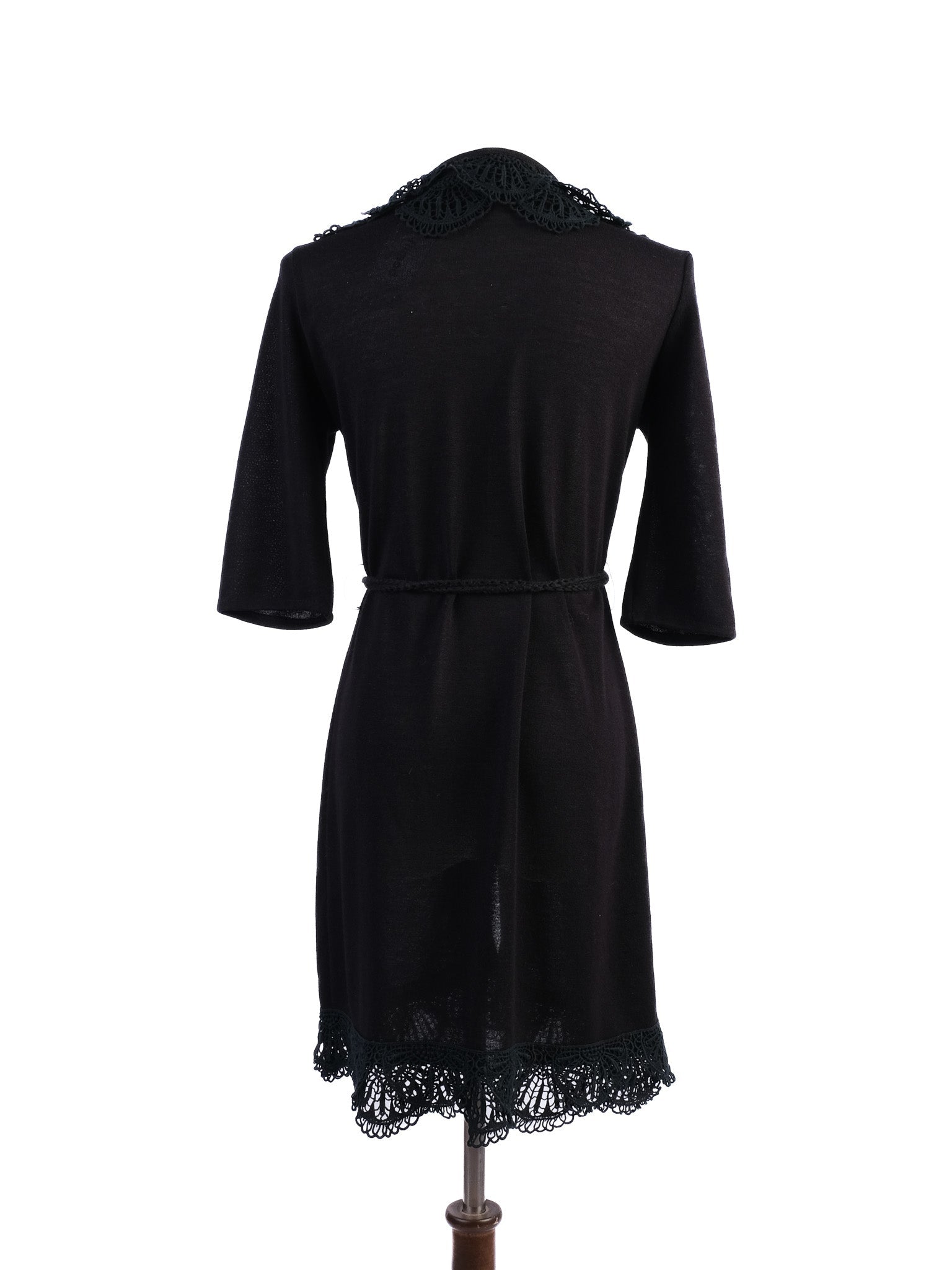 Excellent Marc Jacobs Black Wool Cardigan with Lace Trim, Size M