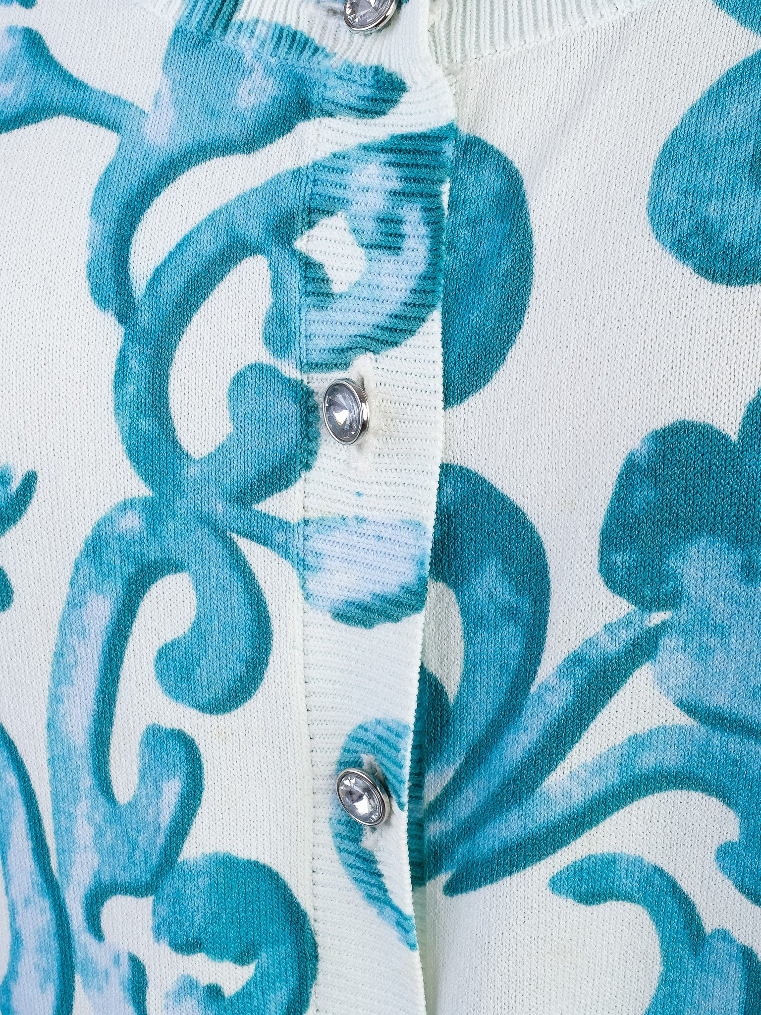 Excellent Luisa Spagnoli Blue Floral Cardigan Women&