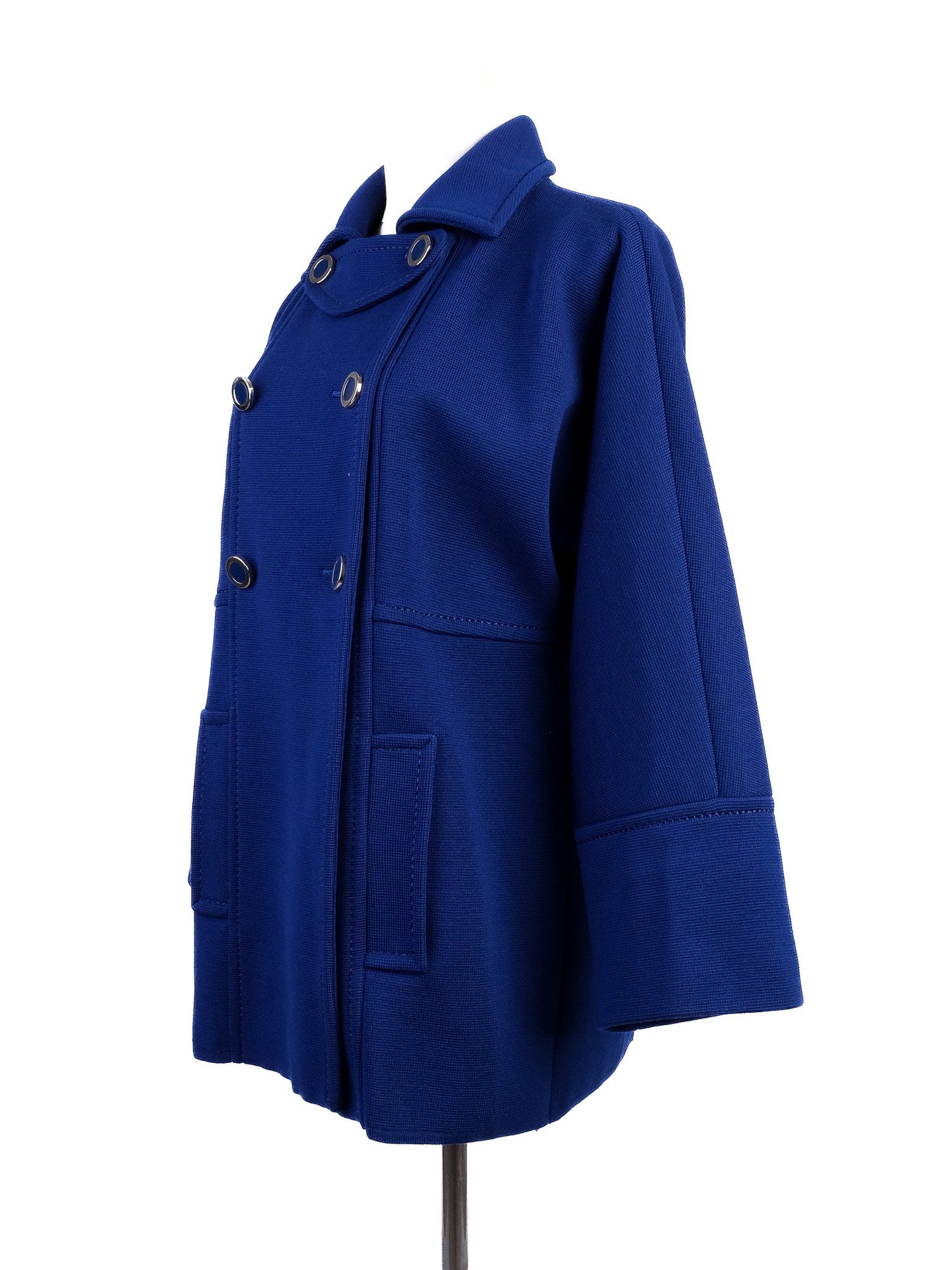 Excellent Luisa Spagnoli Blue Wool Coat Size S Double-Breasted