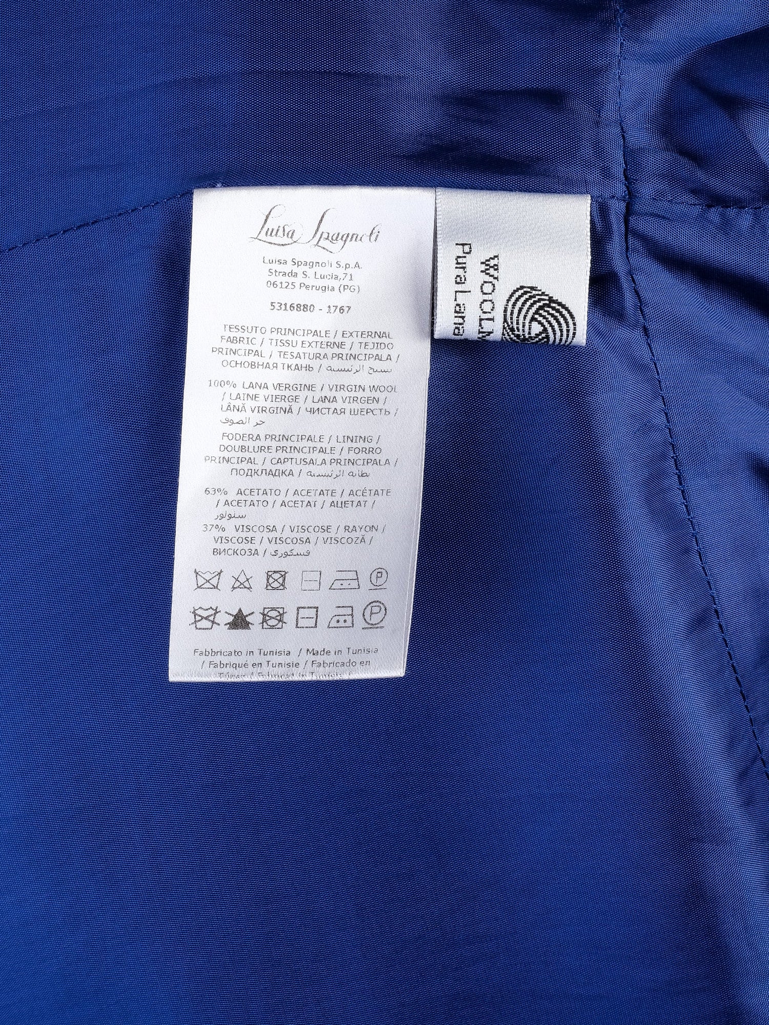 Excellent Luisa Spagnoli Blue Wool Coat Size S Double-Breasted