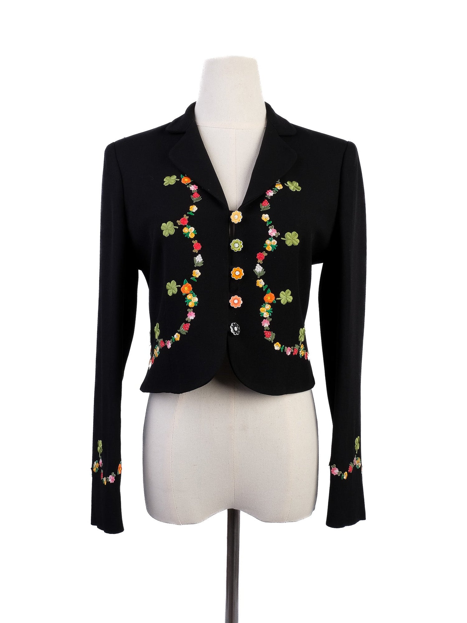 Excellent Moschino Black Blazer with Floral Embroidery Women’s Size