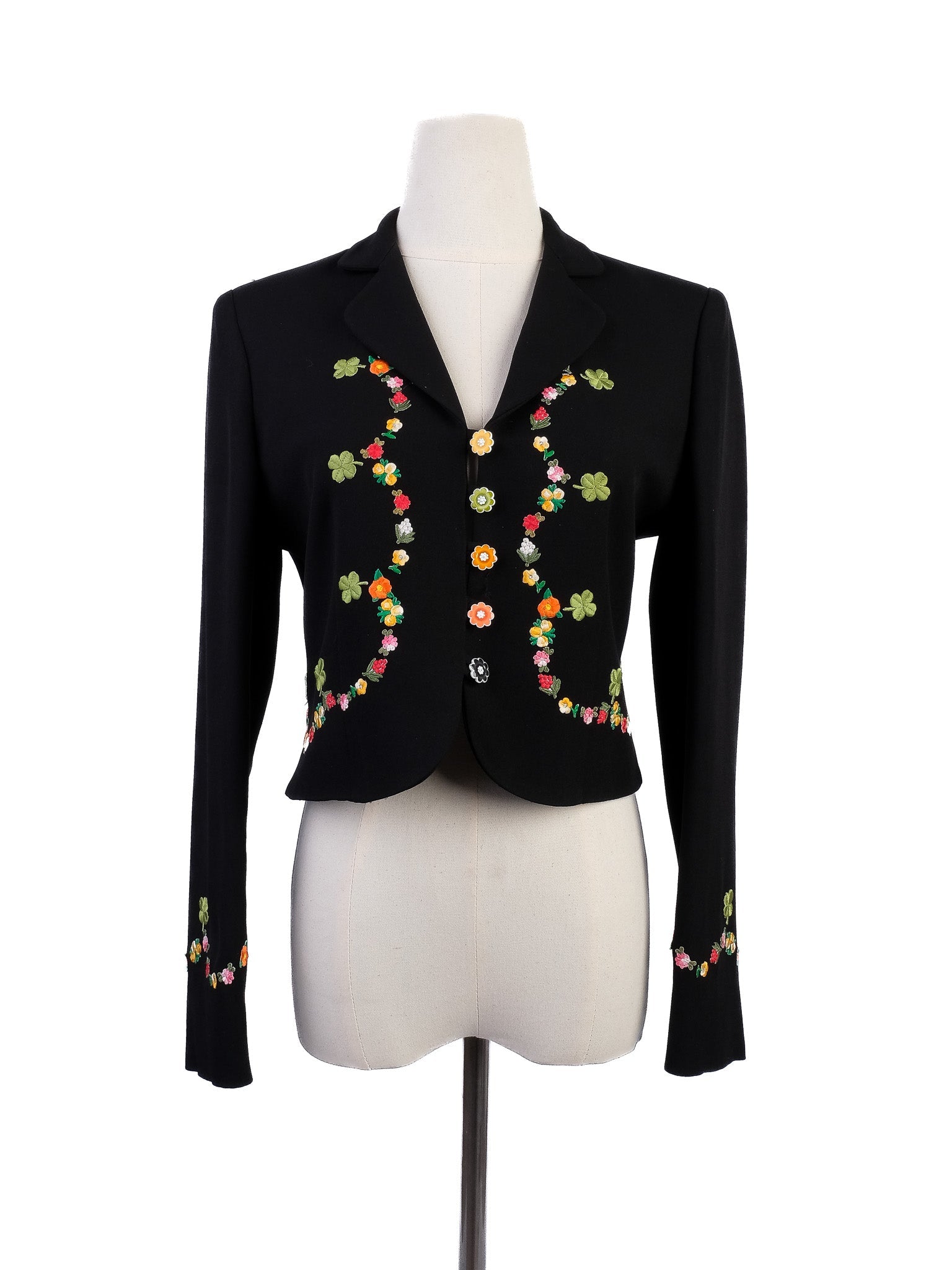Excellent Moschino Black Blazer with Floral Embroidery Women’s Size