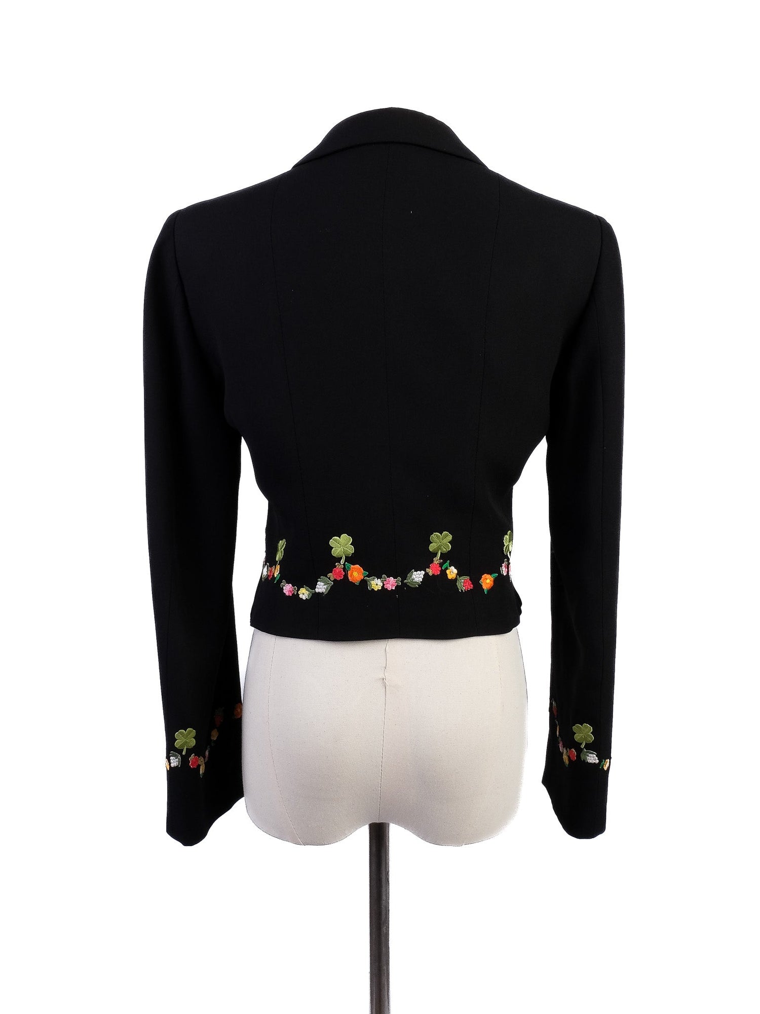 Excellent Moschino Black Blazer with Floral Embroidery Women’s Size