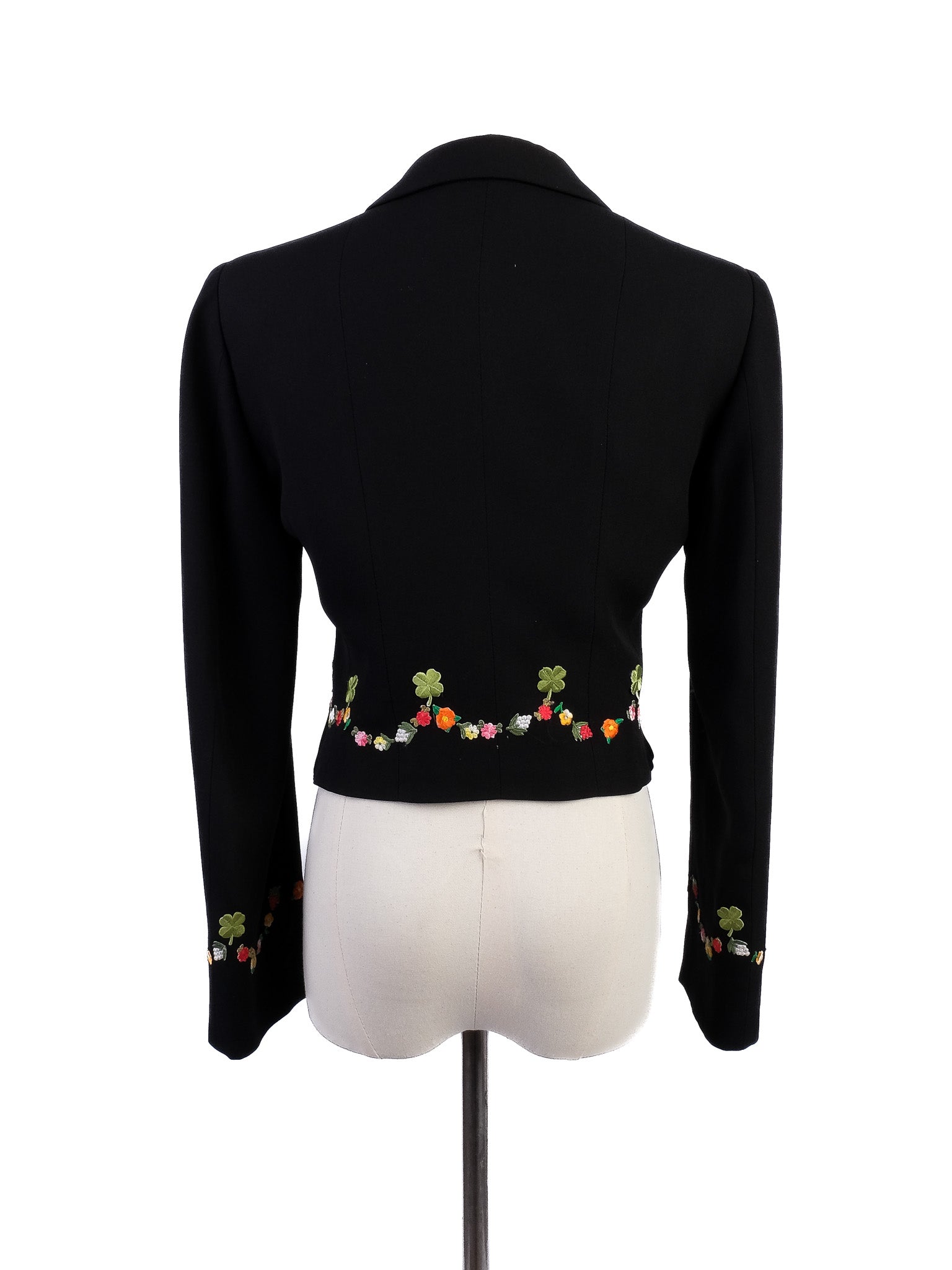 Excellent Moschino Black Blazer with Floral Embroidery Women’s Size