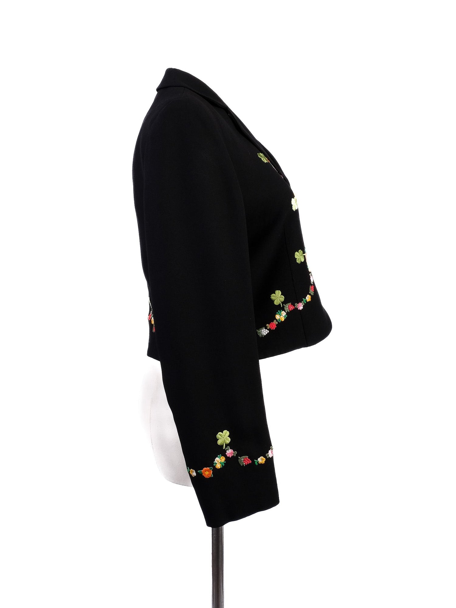 Excellent Moschino Black Blazer with Floral Embroidery Women’s Size