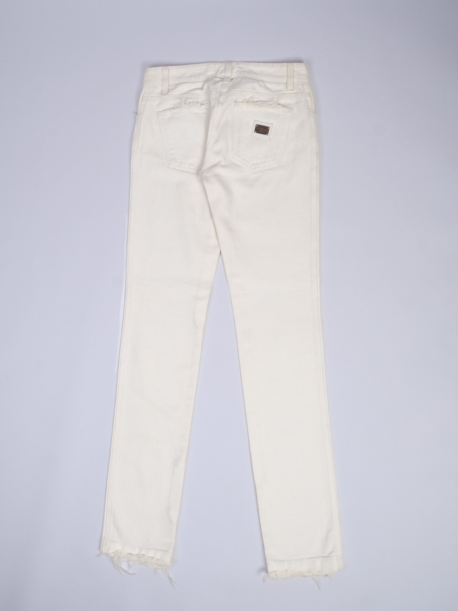 Excellent Dolce Gabbana White Frayed Hem Jeans Size XS