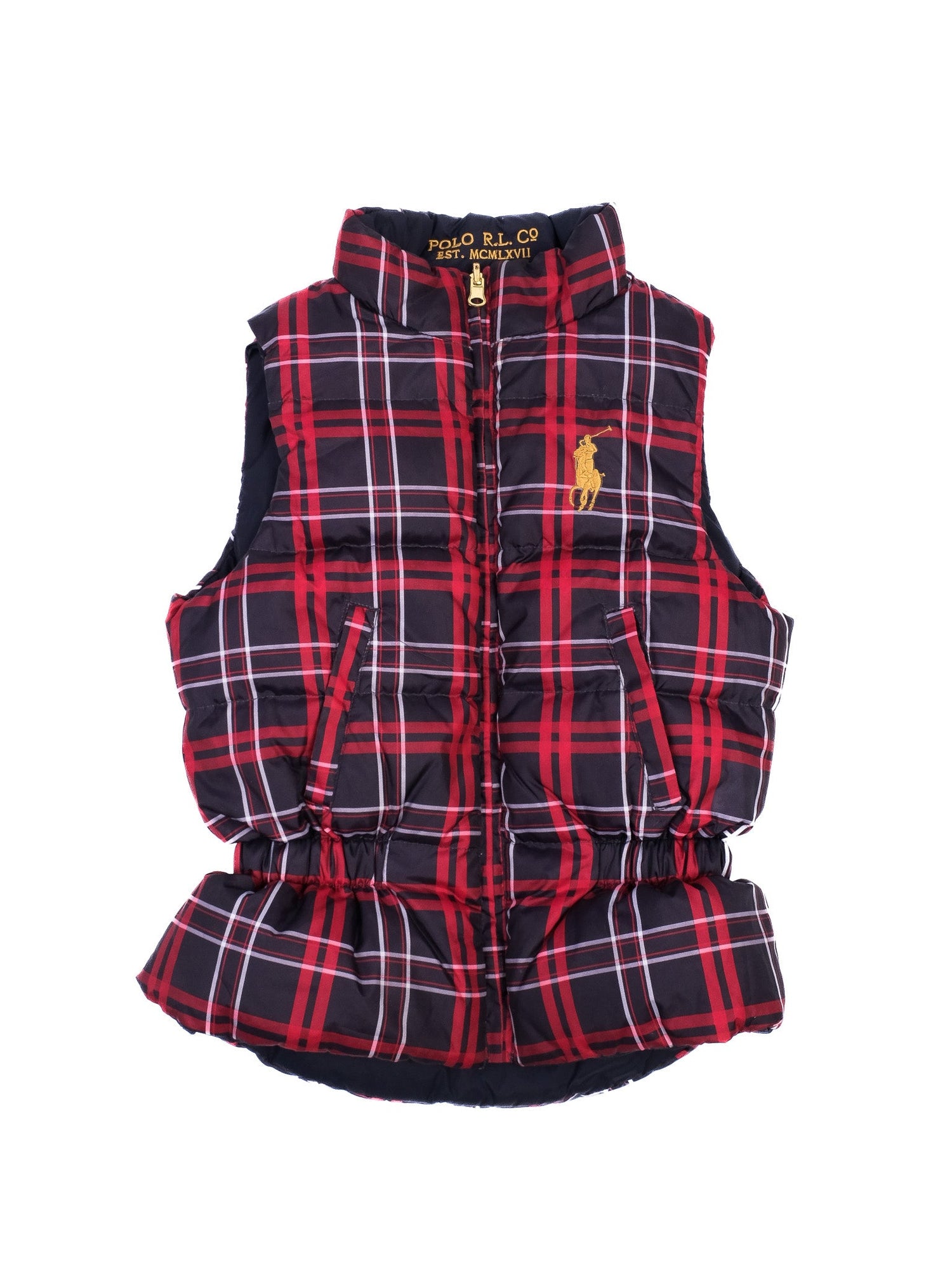 Excellent Polo Ralph Lauren Kids Reversible Puffer Vest Size 10 Black