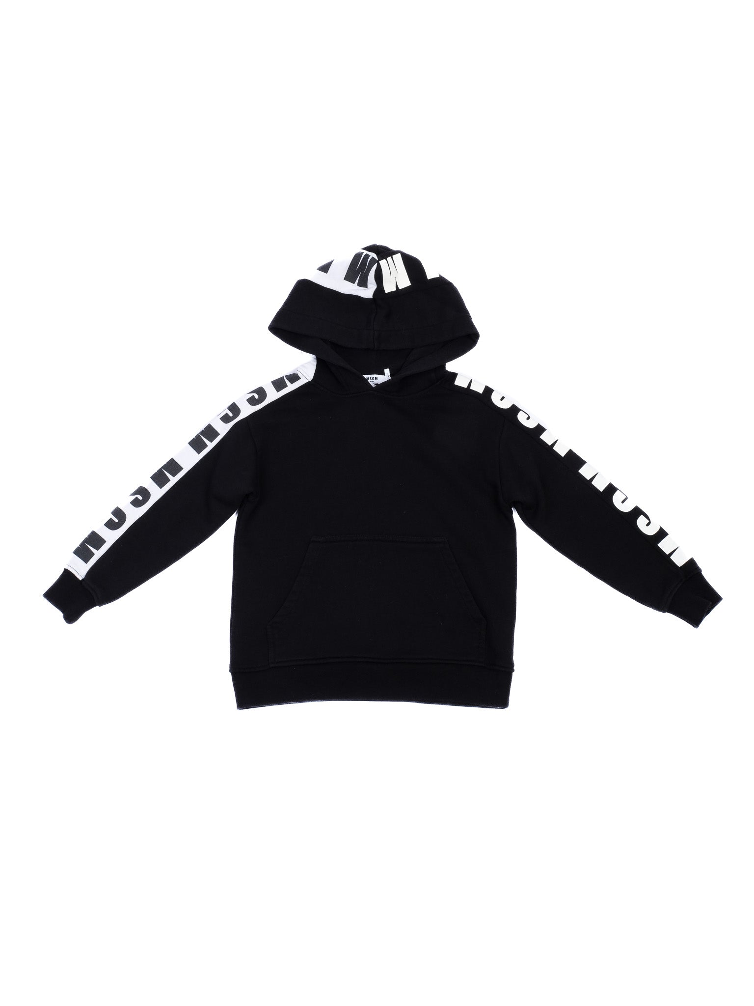 Excellent MSGM Black Hoodie for Kids Size 6 Cotton Natural