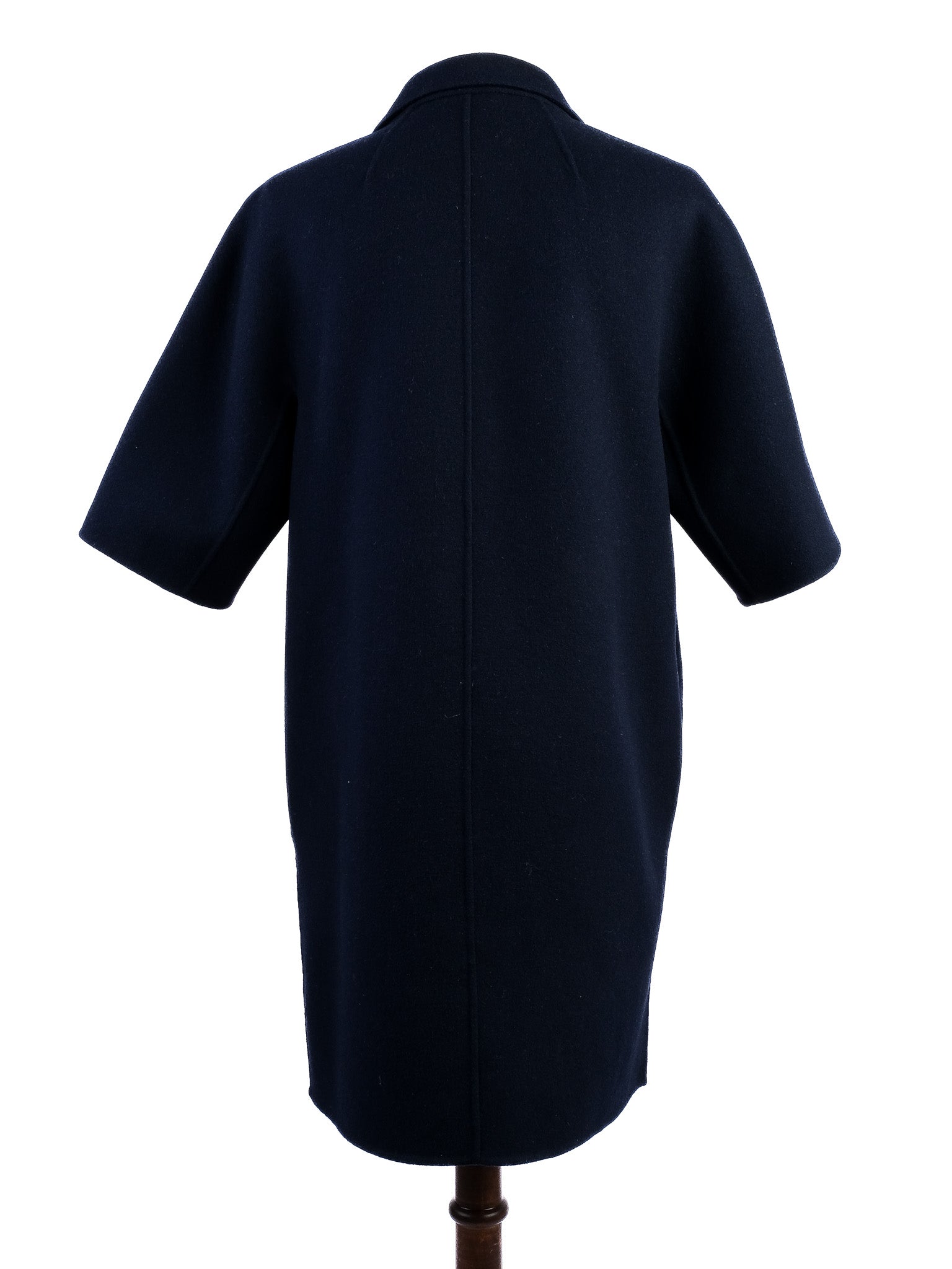 Excellent Max Mara Wool Navy Blue Short-Sleeved Coat Size M