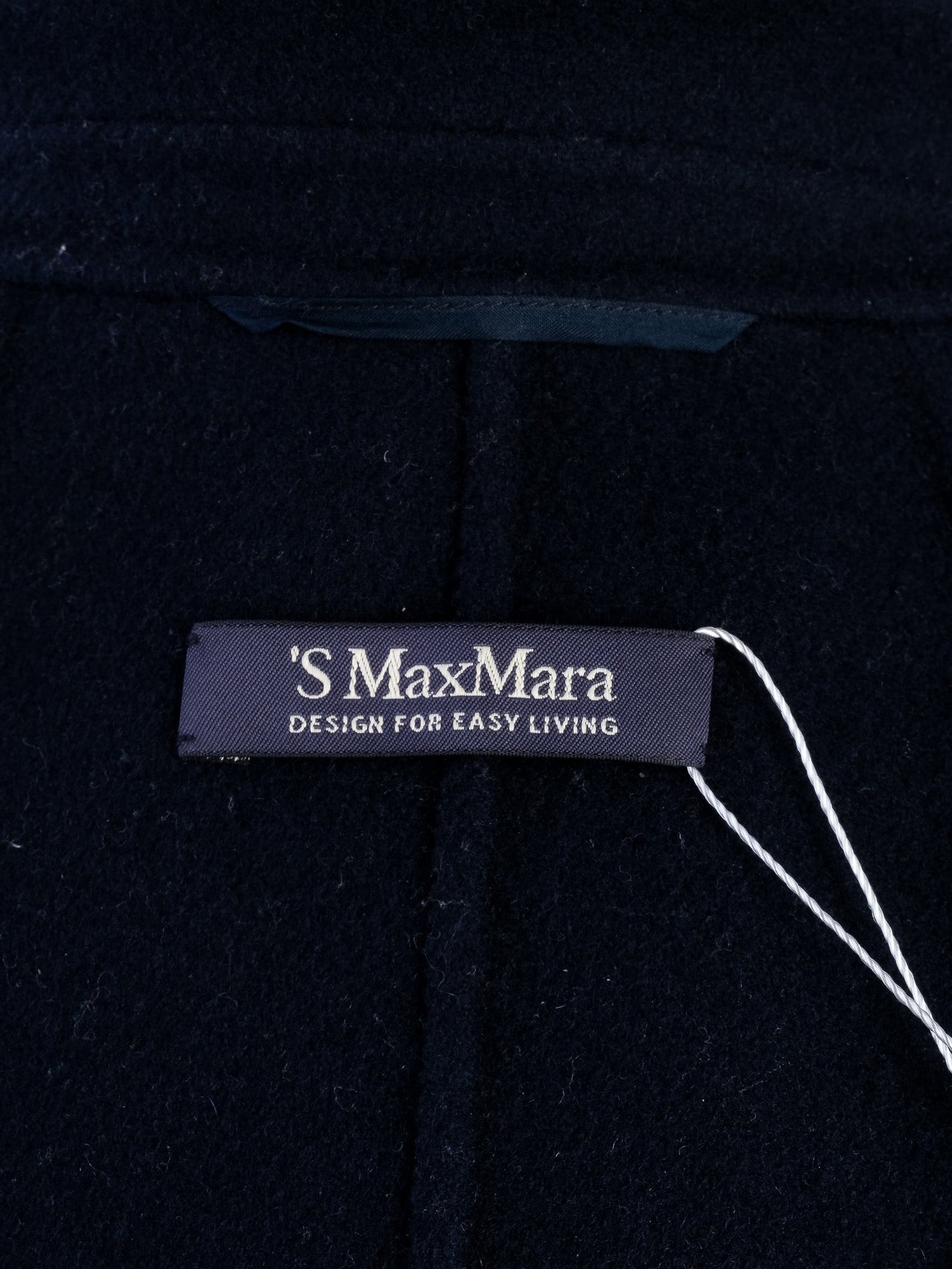 Excellent Max Mara Wool Navy Blue Short-Sleeved Coat Size M