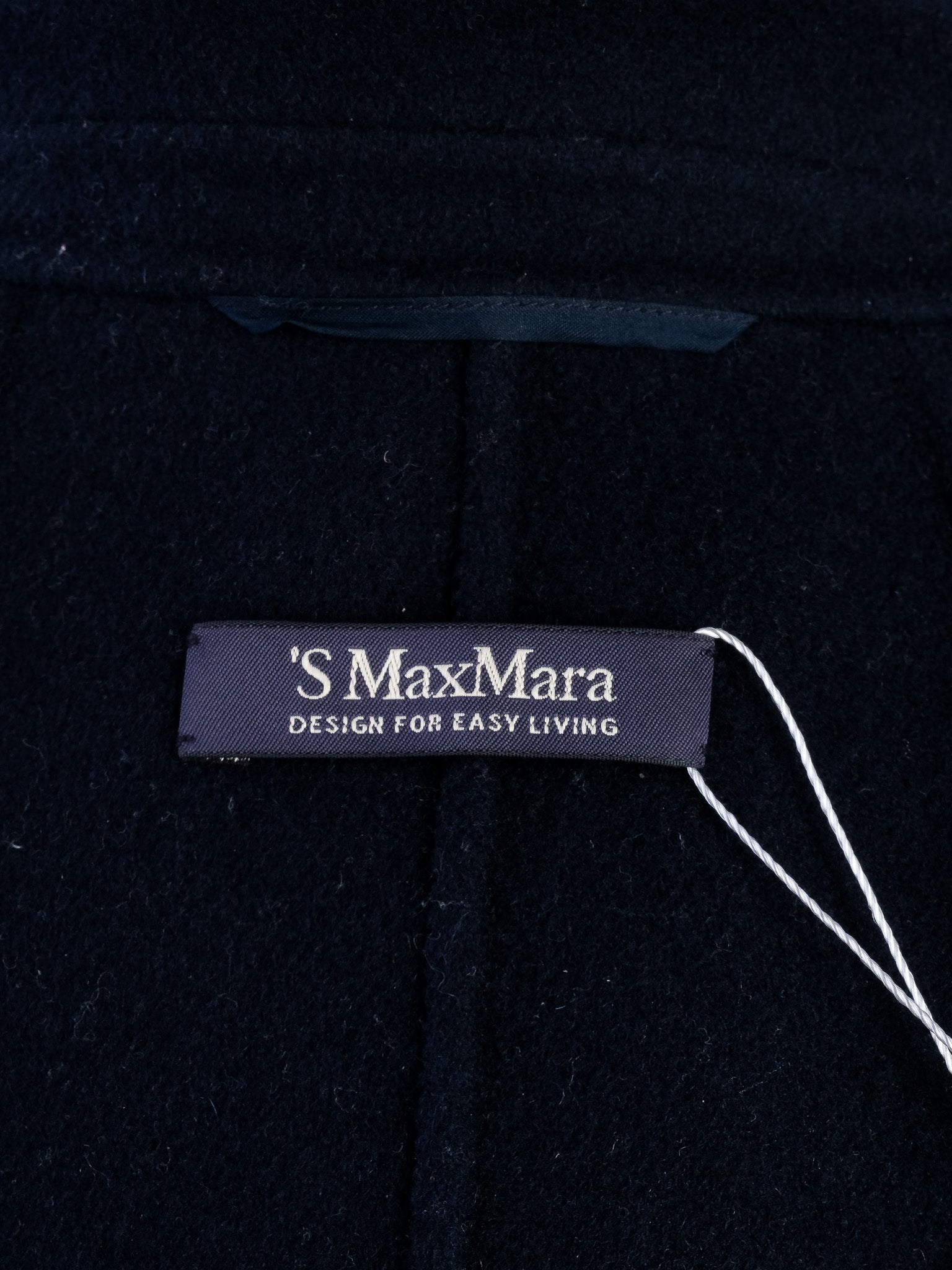 Excellent Max Mara Wool Navy Blue Short-Sleeved Coat Size M