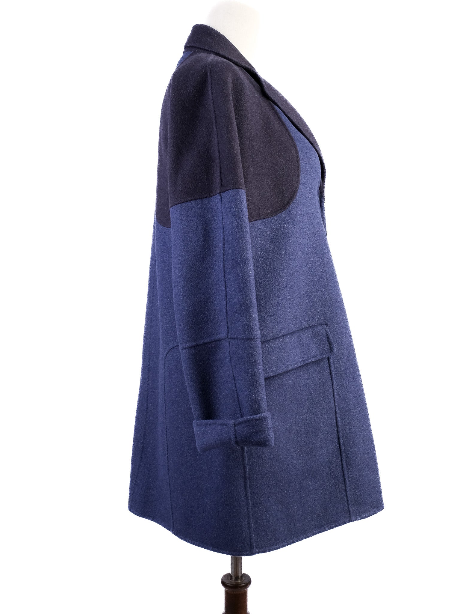 Excellent MaxCo Blue Wool Coat Size S with Pockets