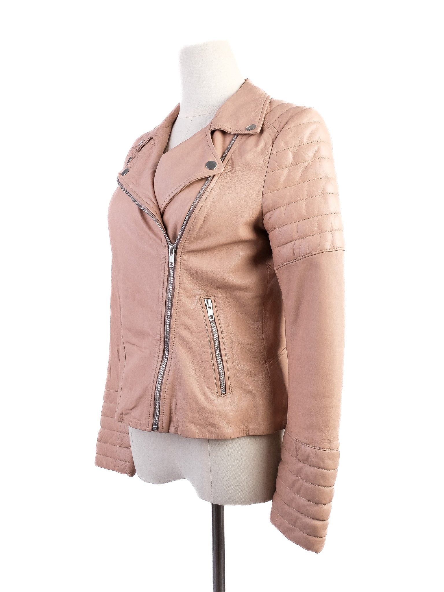 Perfect Muubaa White Leather Jacket Size S with Quilted Details
