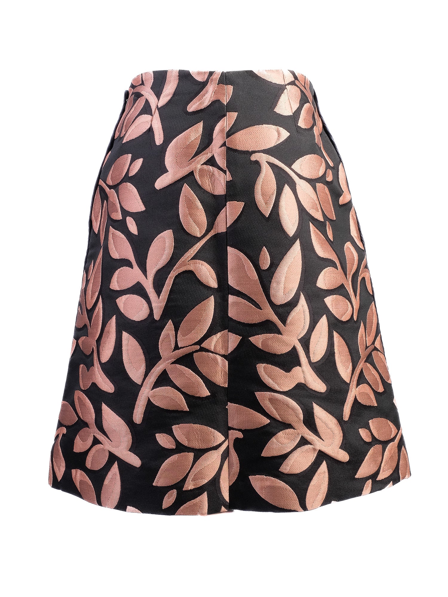 Excellent Marni Black Skirt with Pink Leaf Pattern Size M