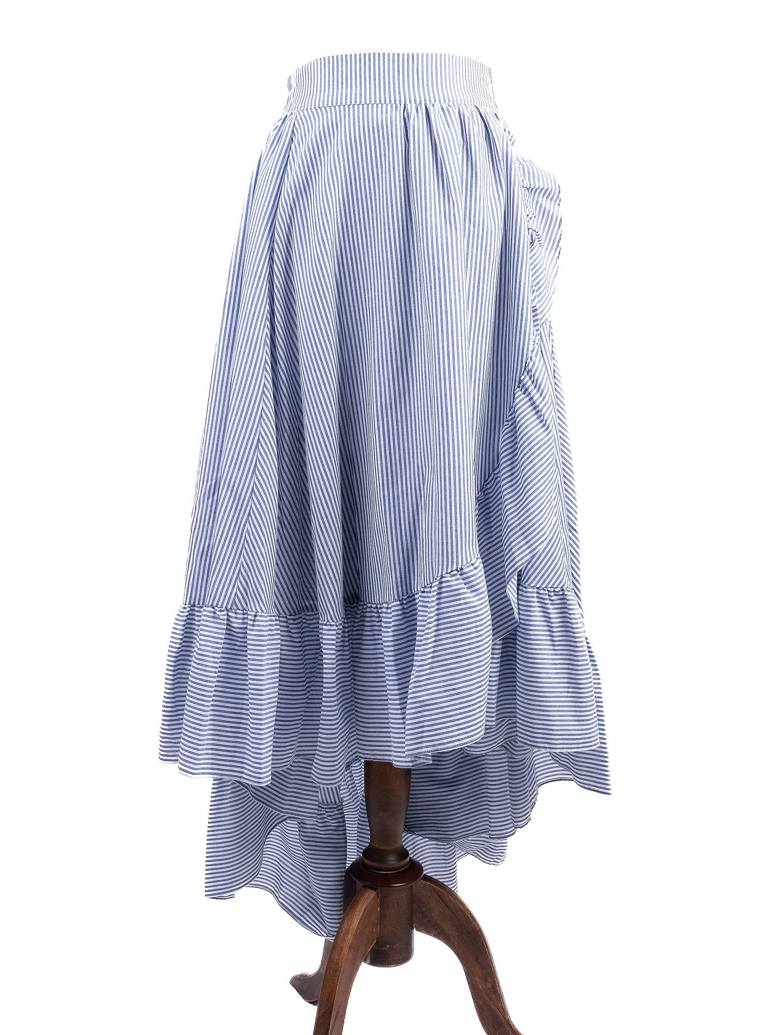 Excellent Maje Ruffled Skirt Blue White Stripes Size S