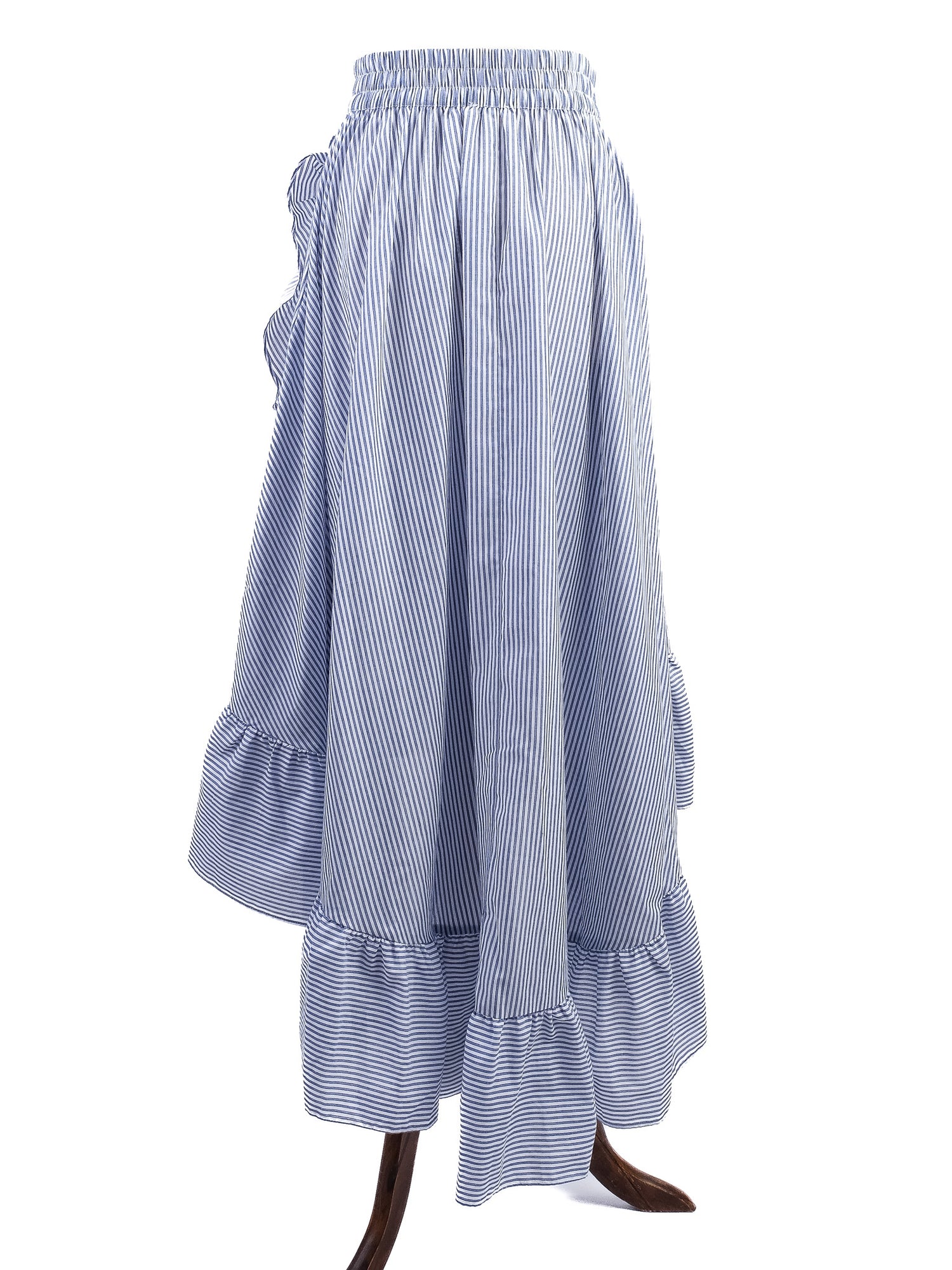 Excellent Maje Ruffled Skirt Blue White Stripes Size S
