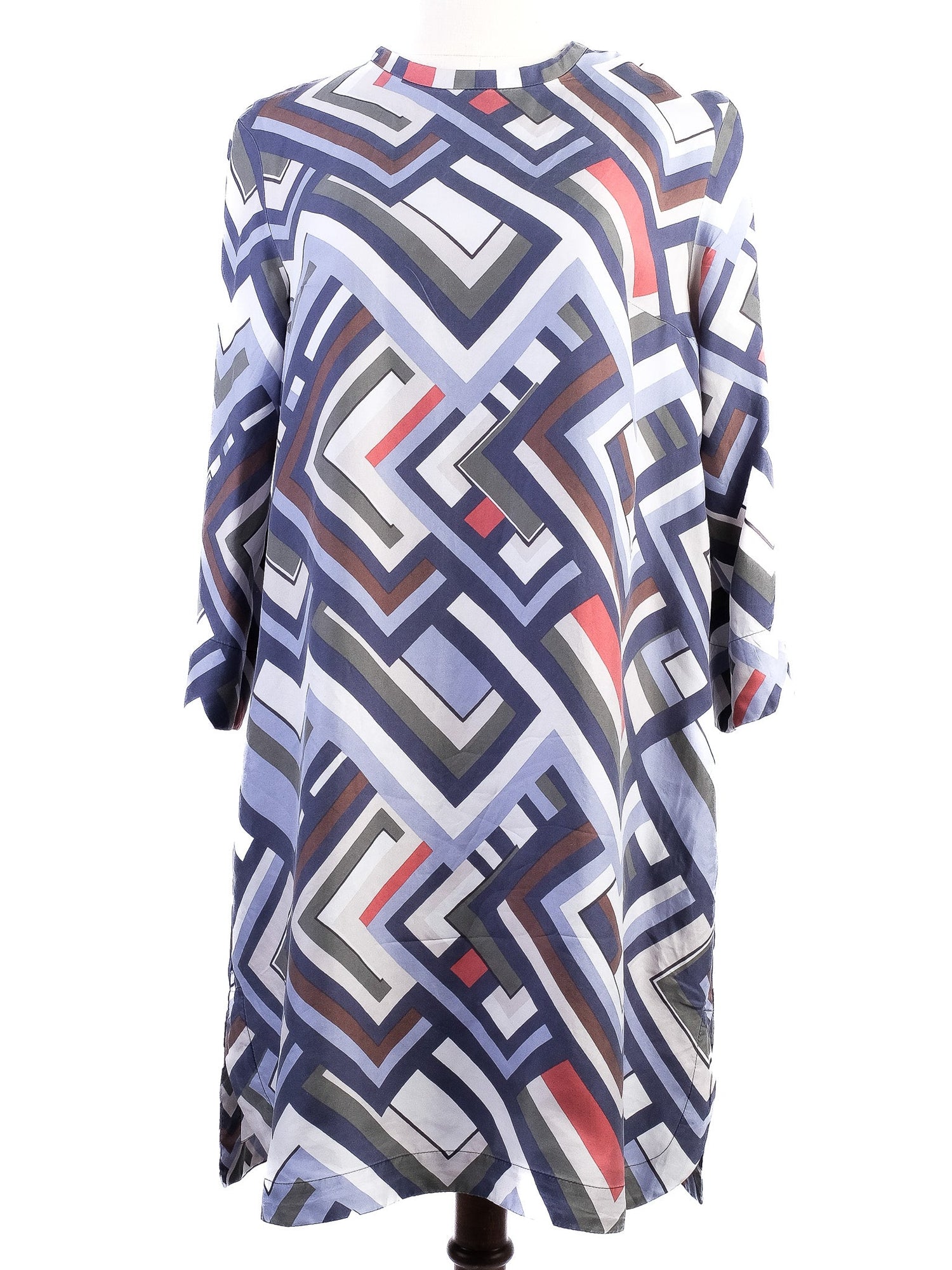 Max Mara Excellent Condition Silk Geometric Pattern Dress Size M